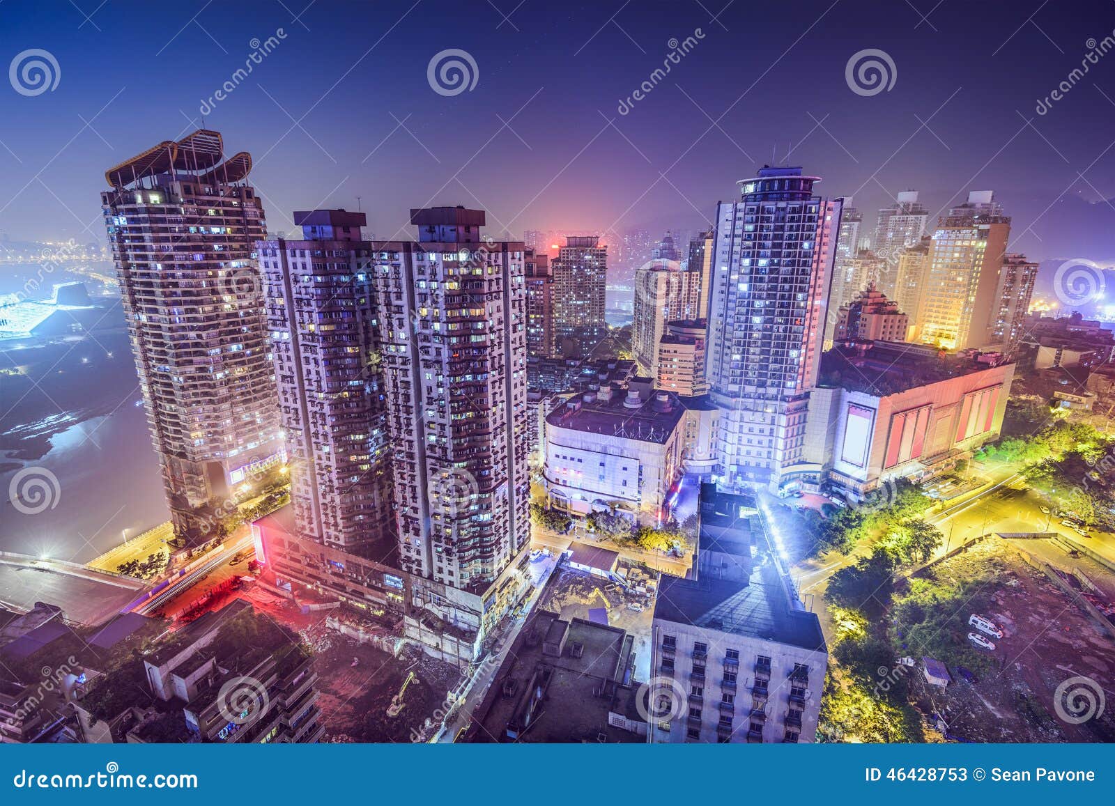 chongqing, china cityscape at night