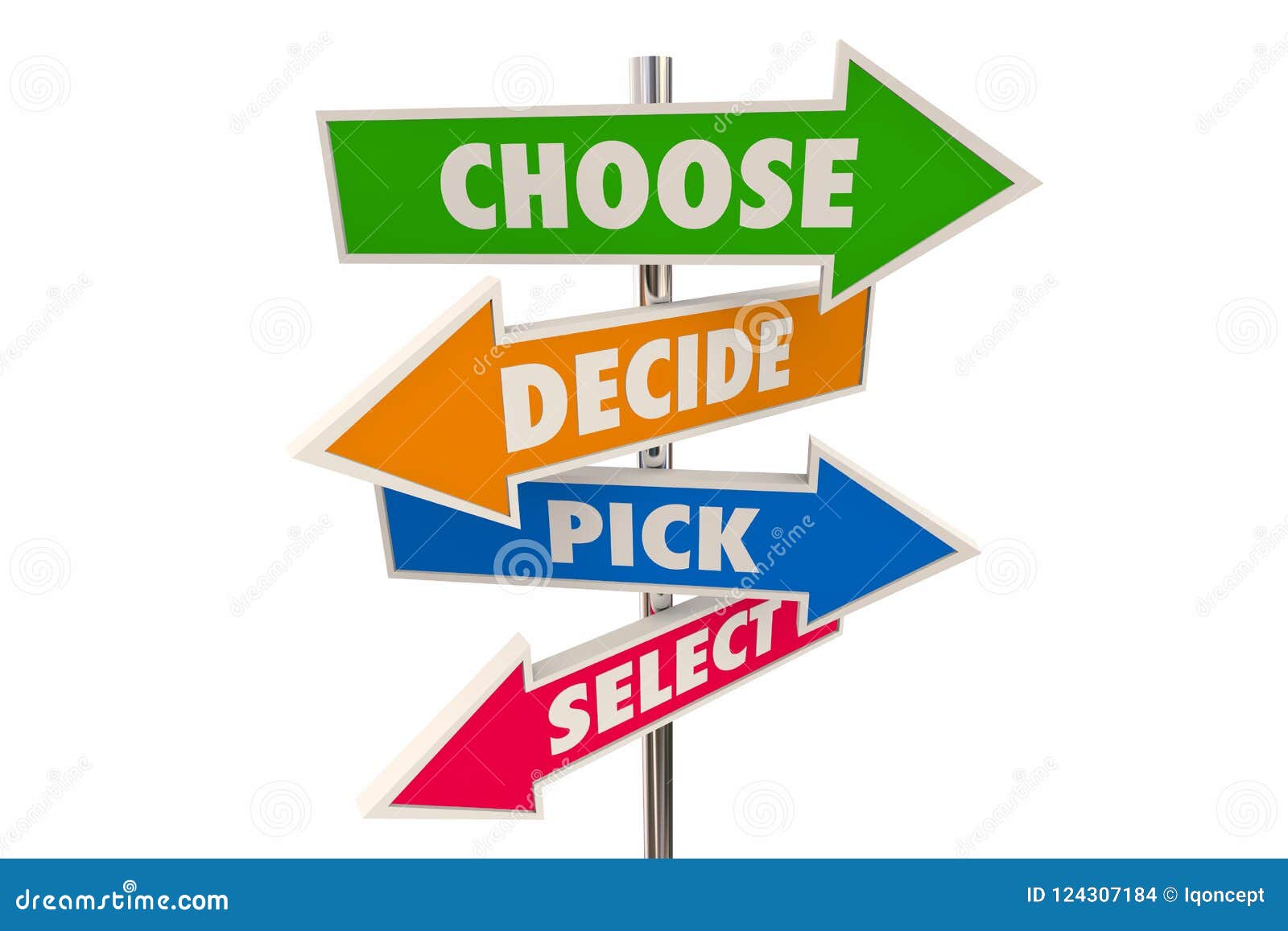 choose decide pick select choice decision arrow signs 3d choose decide pick select choice decision arrow signs 3d illu