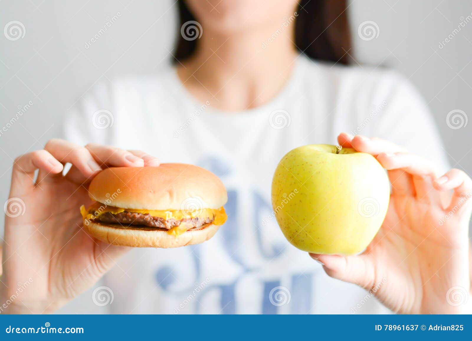 Choose between Junk Food Versus Healthy Diet Stock Image - Image of