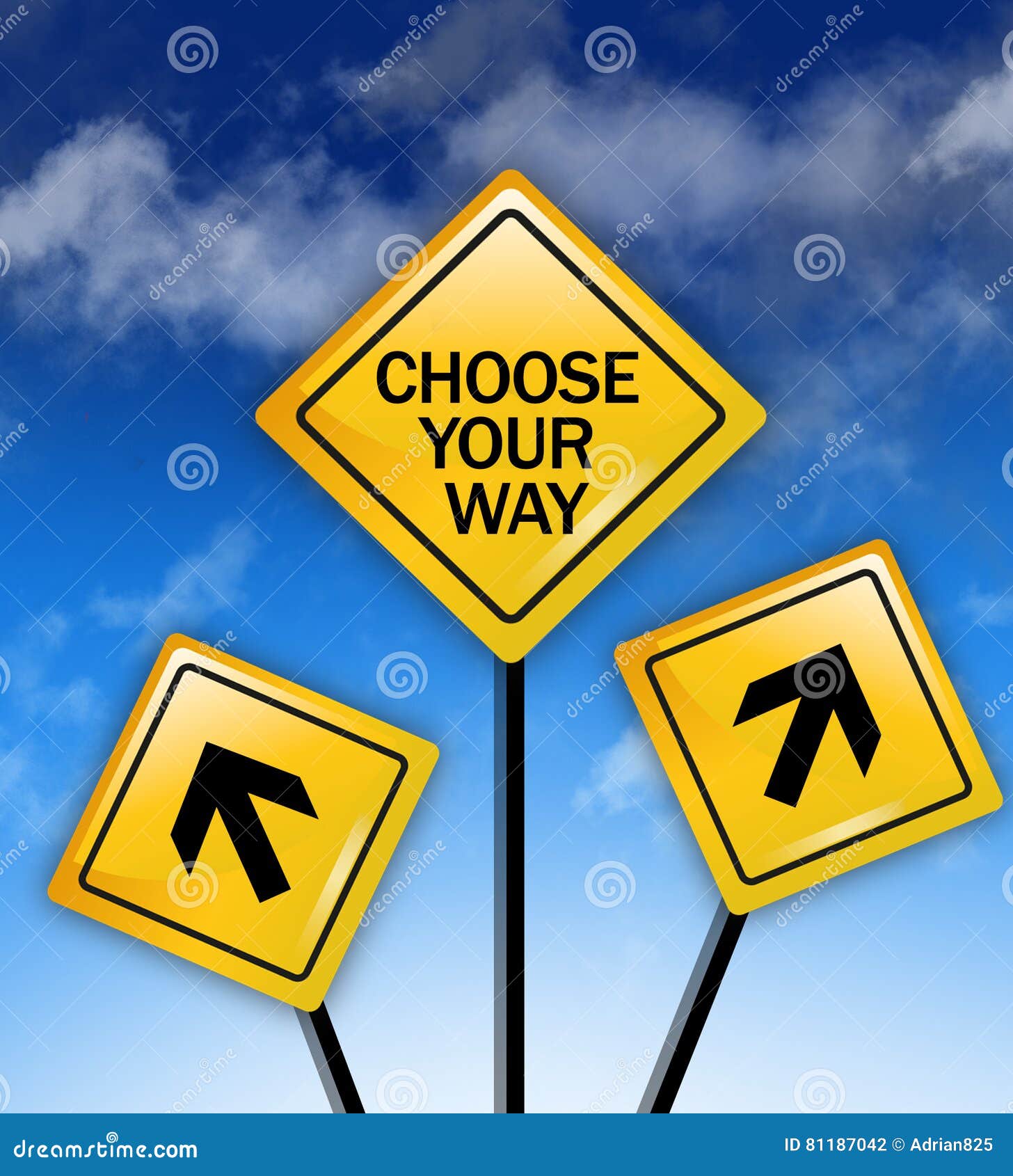 choose your way concept on yellow road sign