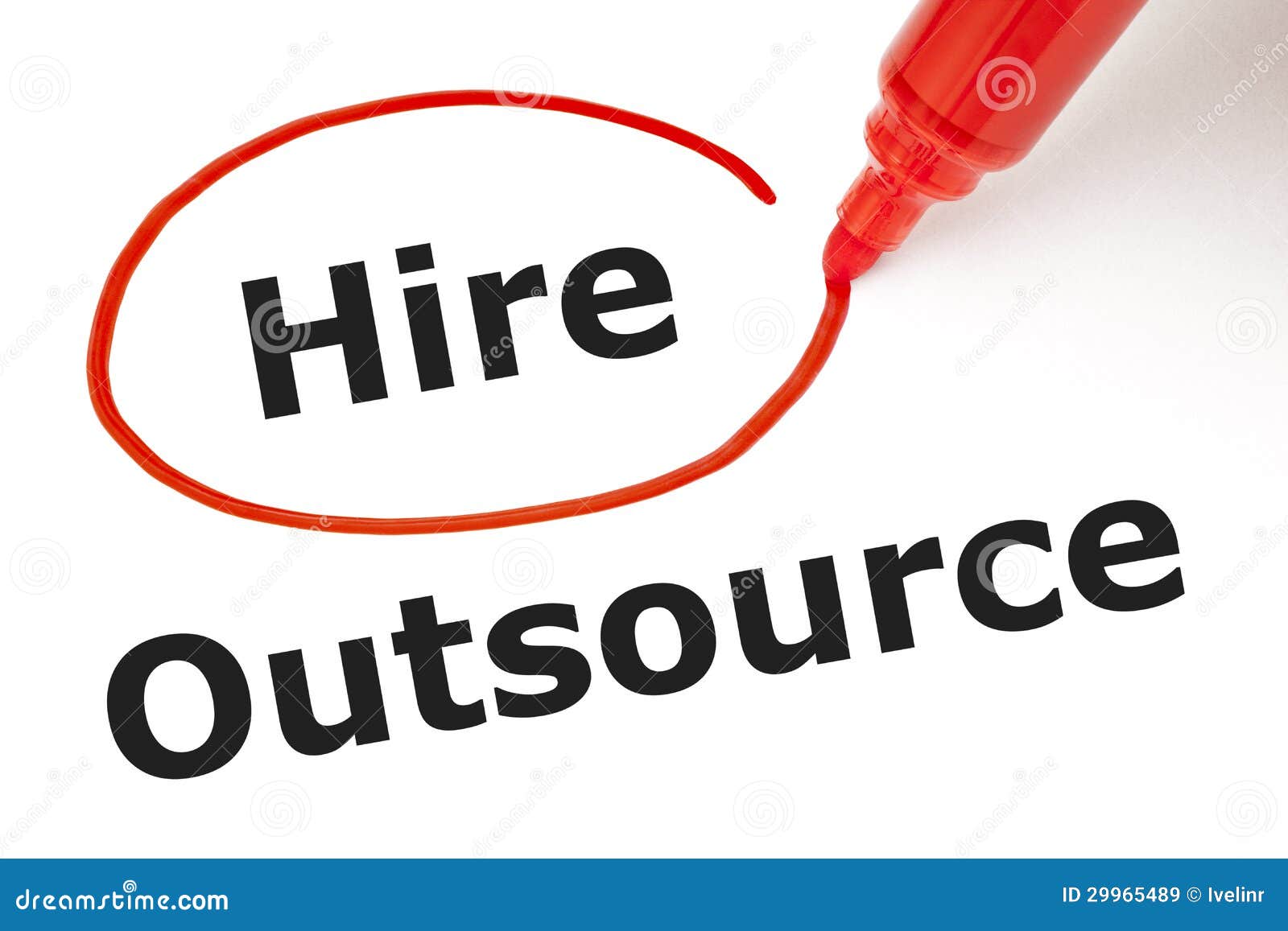 hire or outsource with red marker