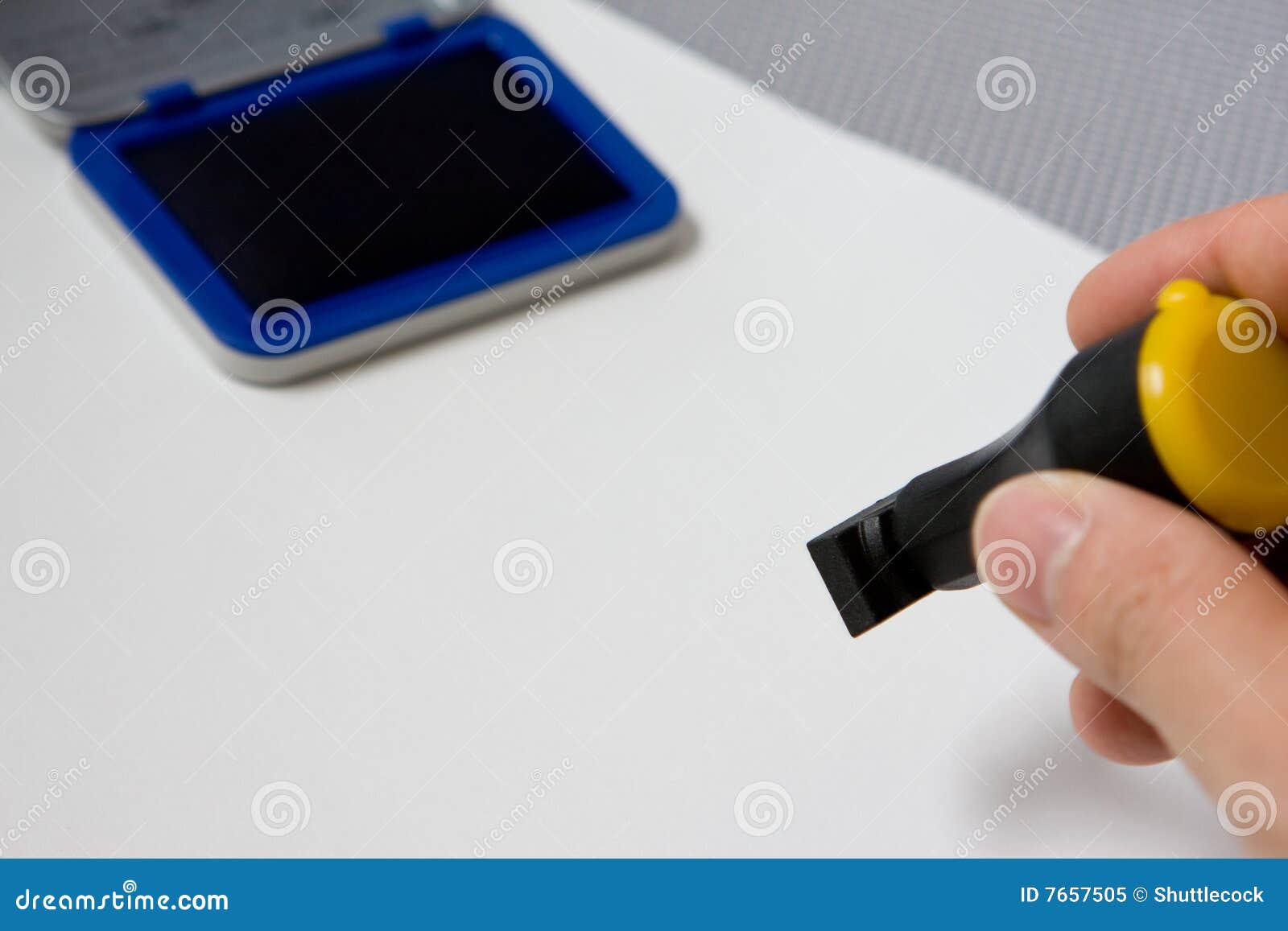 Chop or stamp with ink pad stock image. Image of paper - 7657505