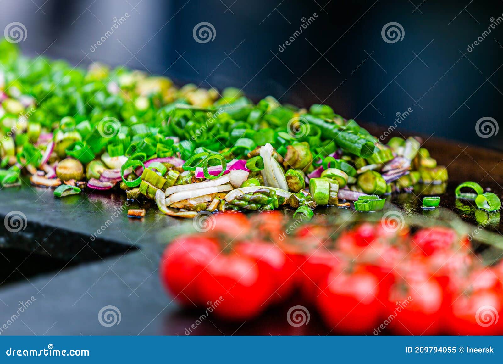 Chopped Fresh Vegetables on the Grill. Stock Image Image of tomato