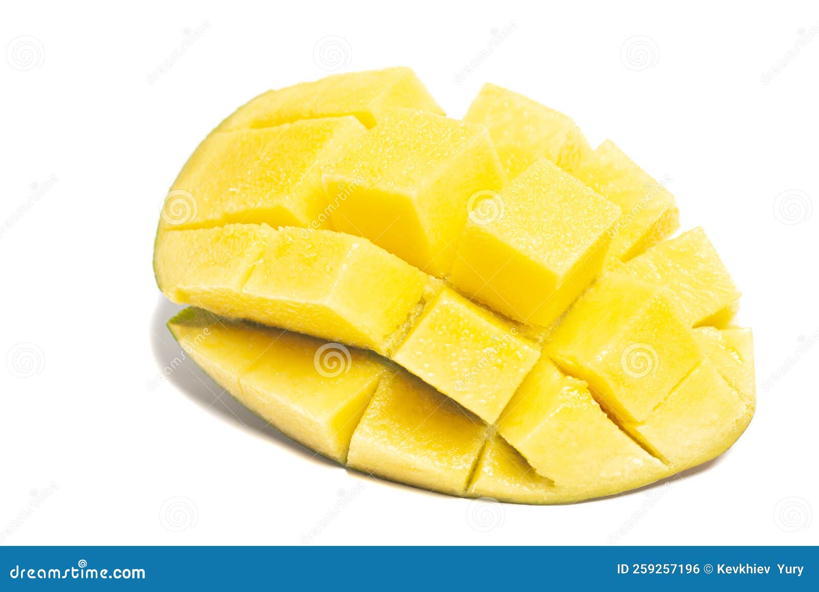 Chopped Half of Ripe Mango Fruit Isolated on White Background Stock