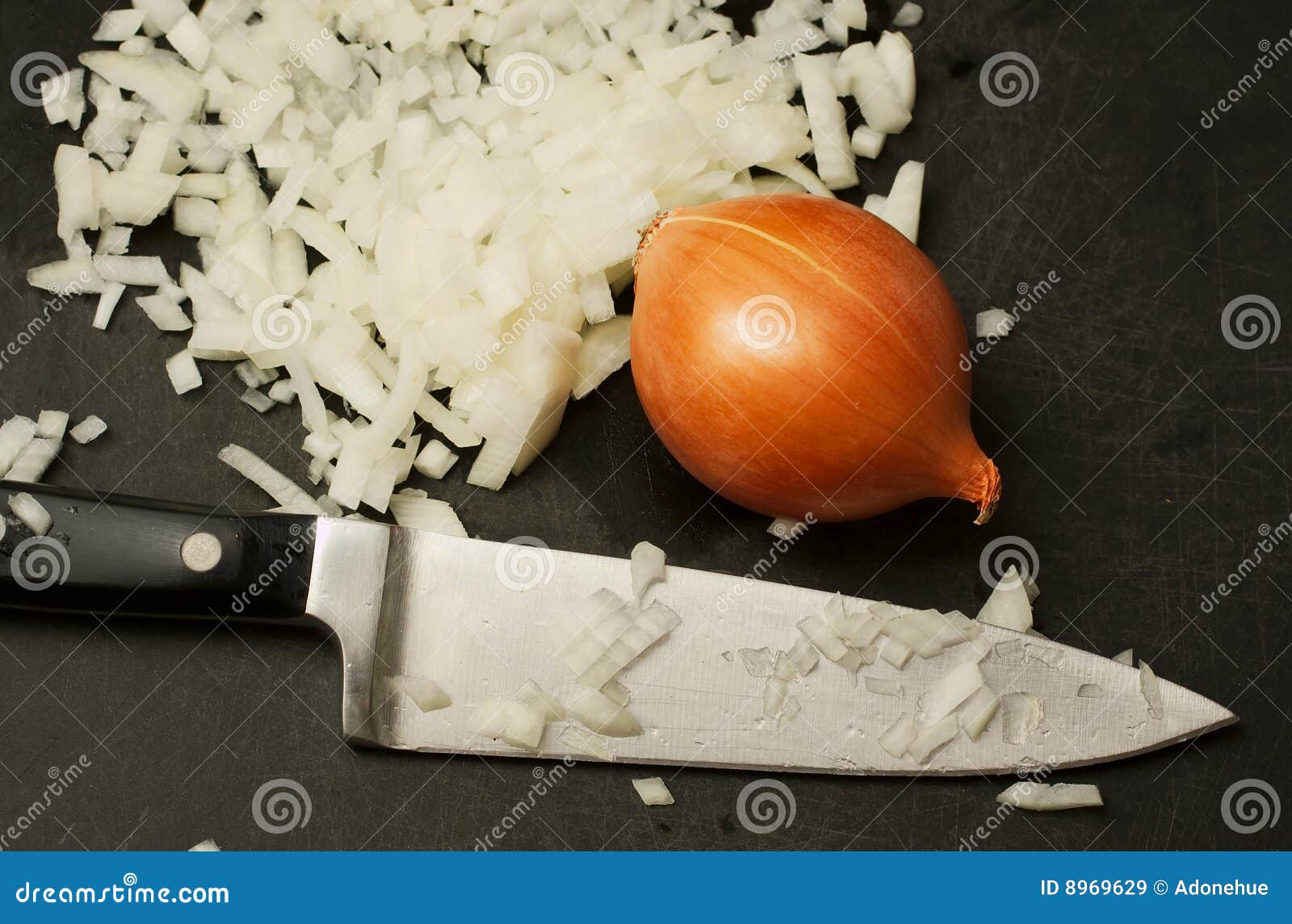 Chopped onions with knife stock image. Image of onions 8969629