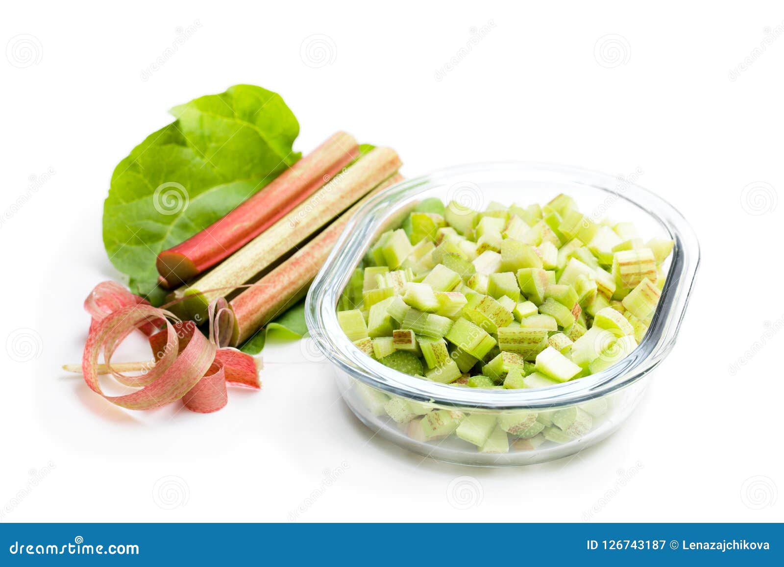 Chopped Rhubarb Isolated on White Stock Image Image of organic, peeled 126743187