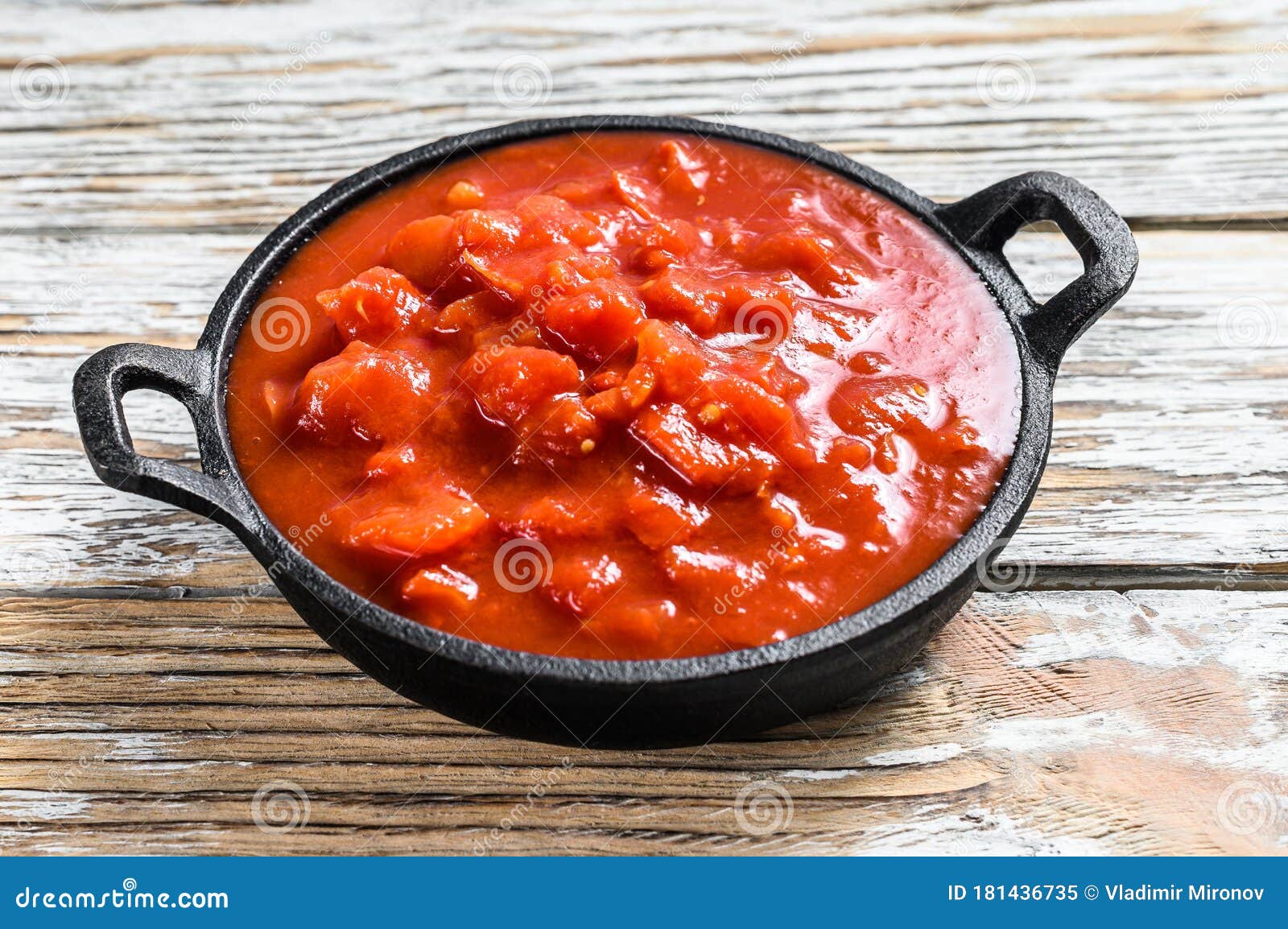 Chopped Tinned Red Tomatoes in a Pan. White Background Stock Image ...