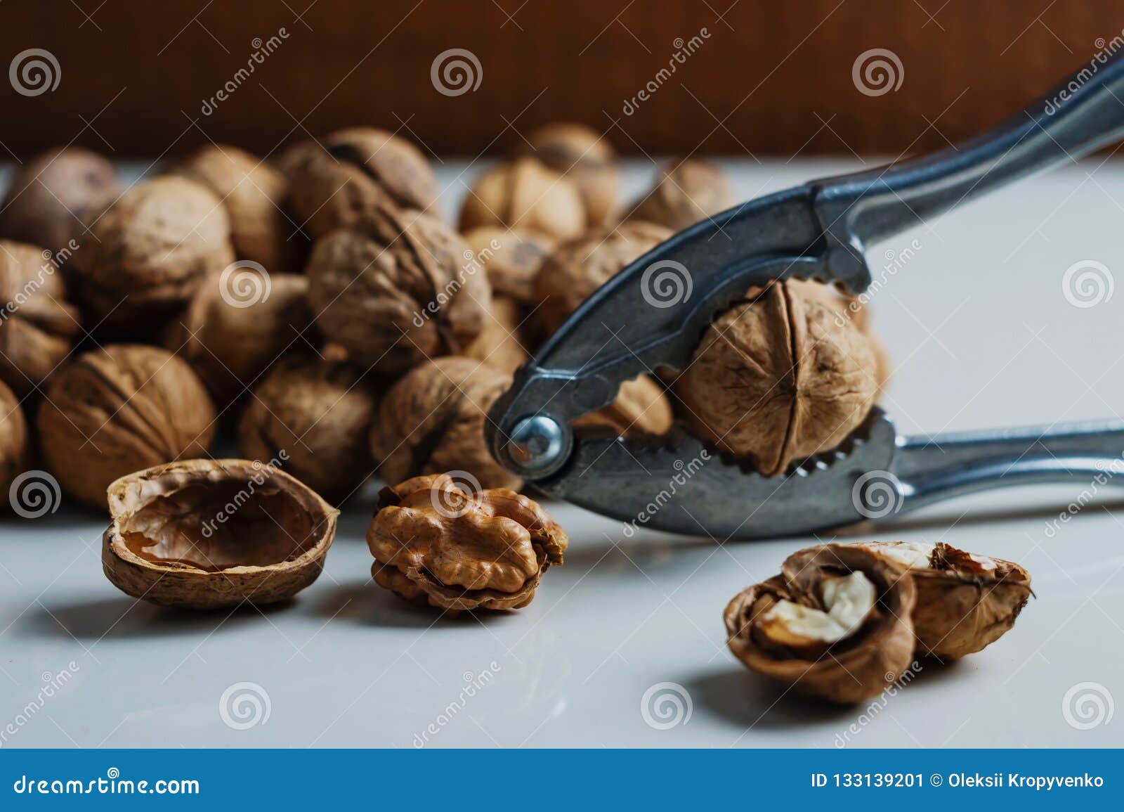 Chopped Walnuts Close Up on a White Background Stock Image Image of