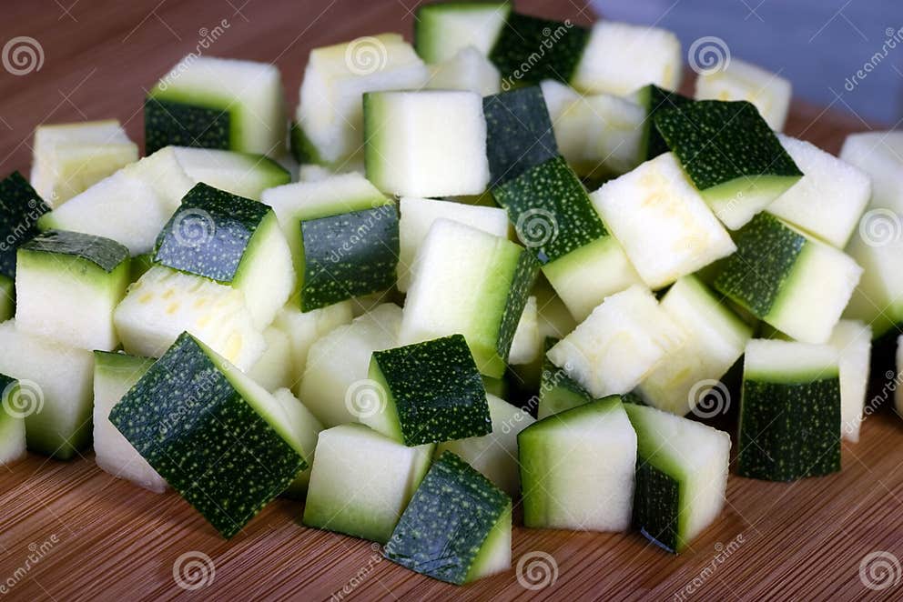 Chopped zucchini stock image. Image of cubed, chopped 13690325