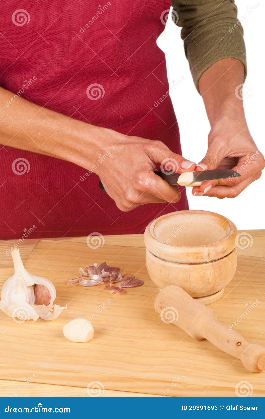 Chopping garlic stock image. Image of utensils, traditional 29391693