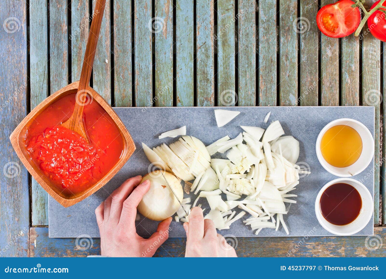 Chopping onions stock image. Image of ramekin, onions 45237797