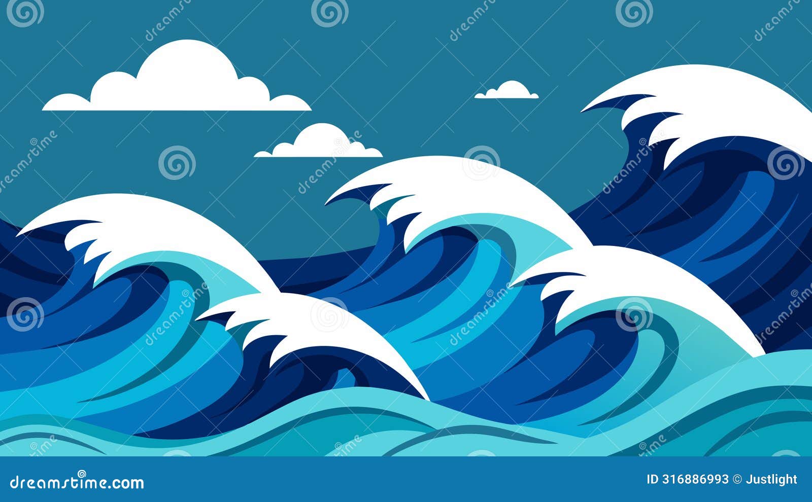 the choppy waves resemble the ups and downs of emotions experienced by individuals during periods of unrest ranging from