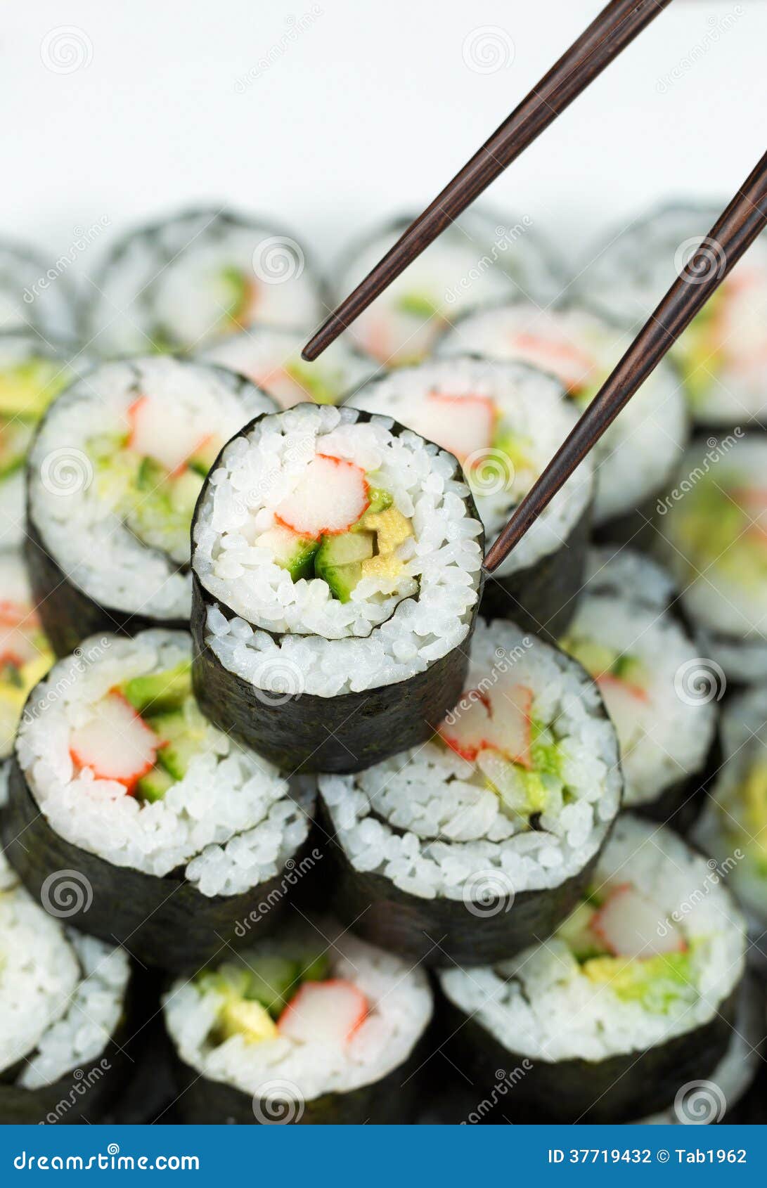 Chops Picking Up Single California Roll Stock Photo Image of cuisine