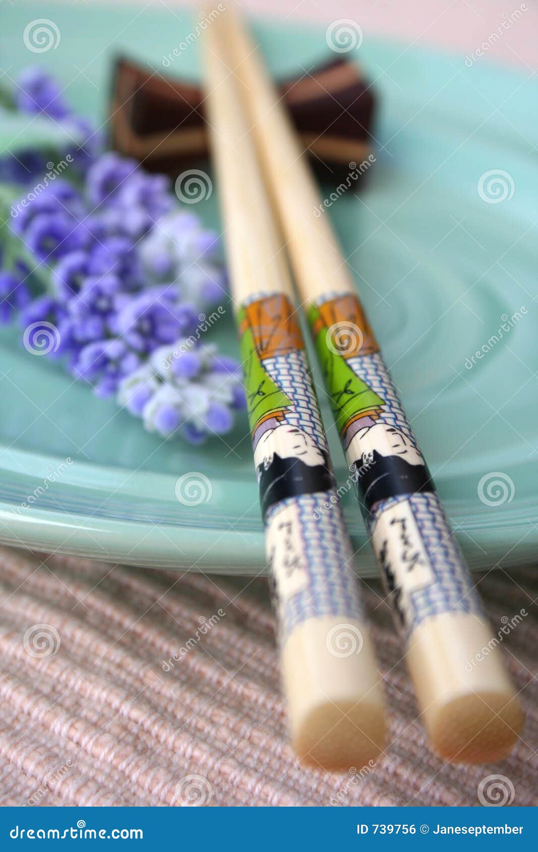 chopstick, plate & lavender