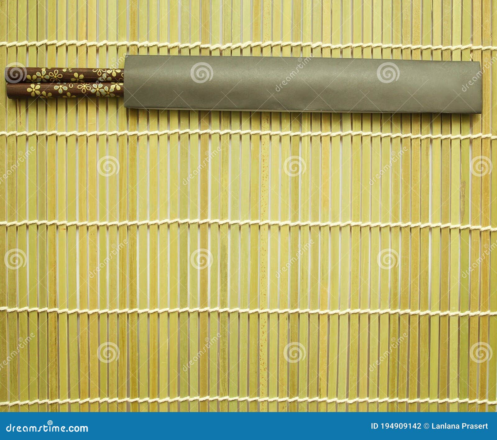 Chopsticks on Bamboo Matting Background Stock Photo - Image of organic