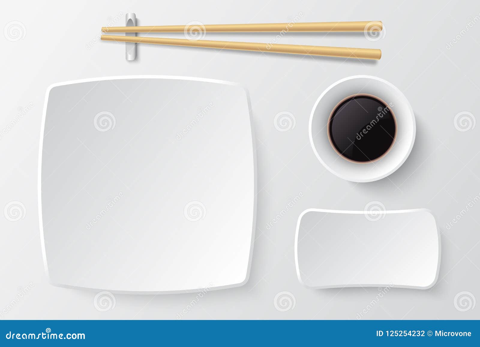 Chopsticks And Empty Sushi Plate Asian Restaurant Dishes Vector Mockup Stock Vector Illustration Of Fresh Dish 125254232