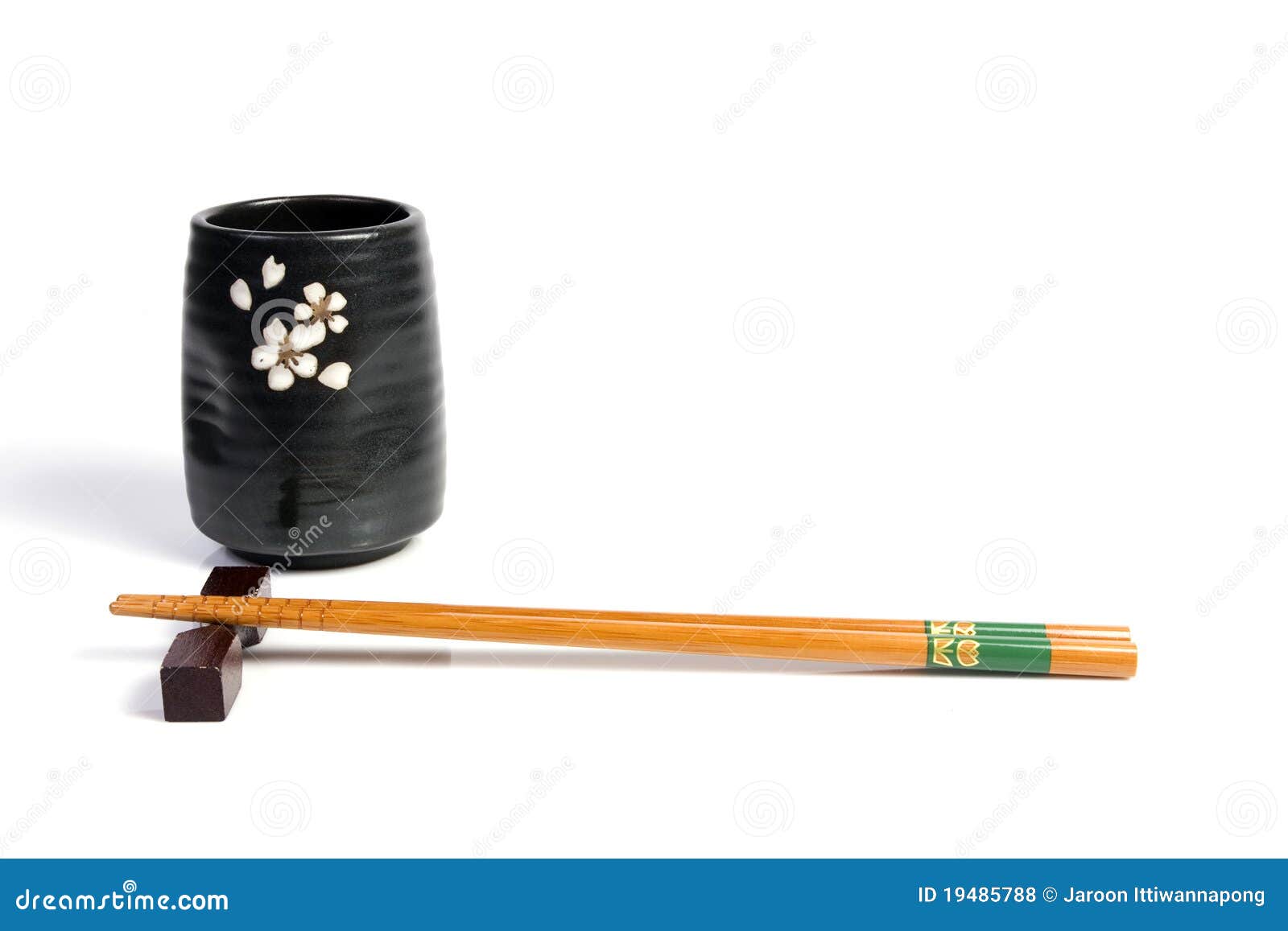 Chopsticks and Tea Bowl Japanese Kitchen Utensil Stock Photo Image