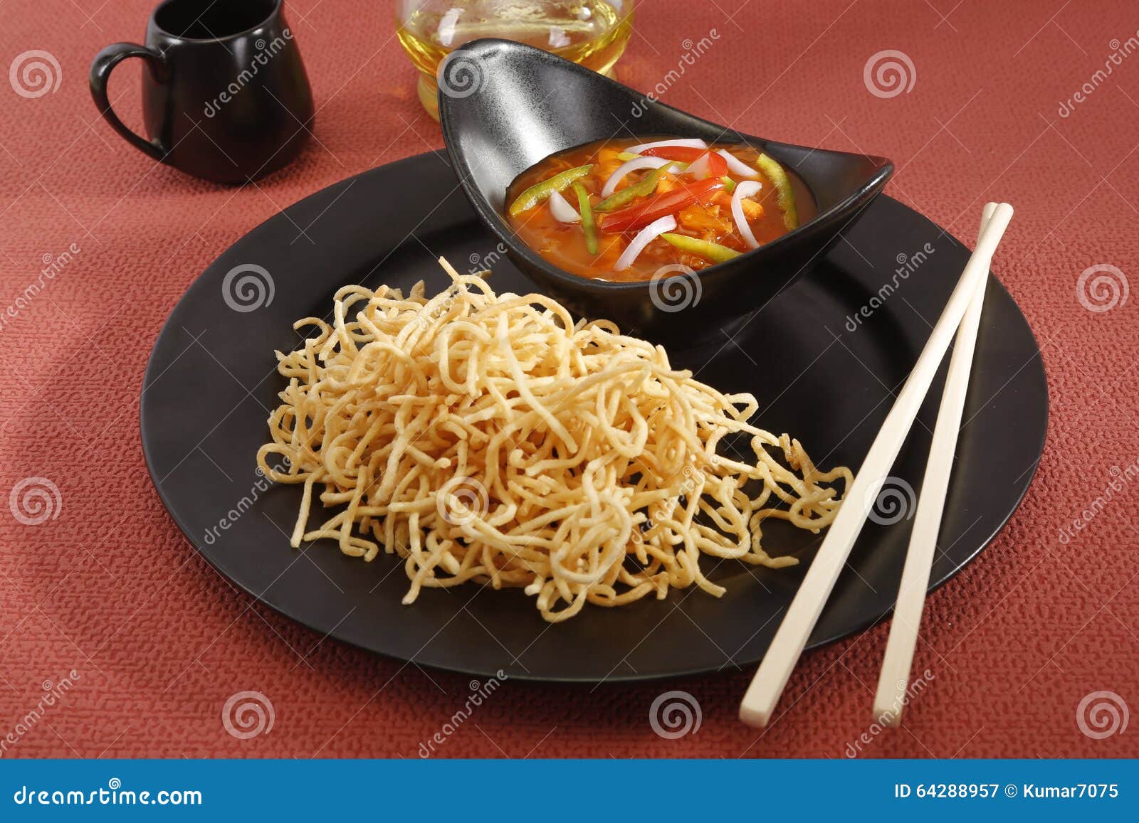 Chopsuey or Chop Suey on Deepfried Noodles Stock Image Image of