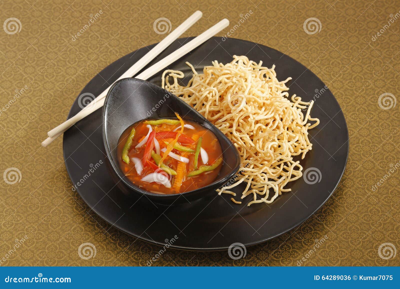Chopsuey or Chop Suey on Deepfried Noodles Stock Photo Image of