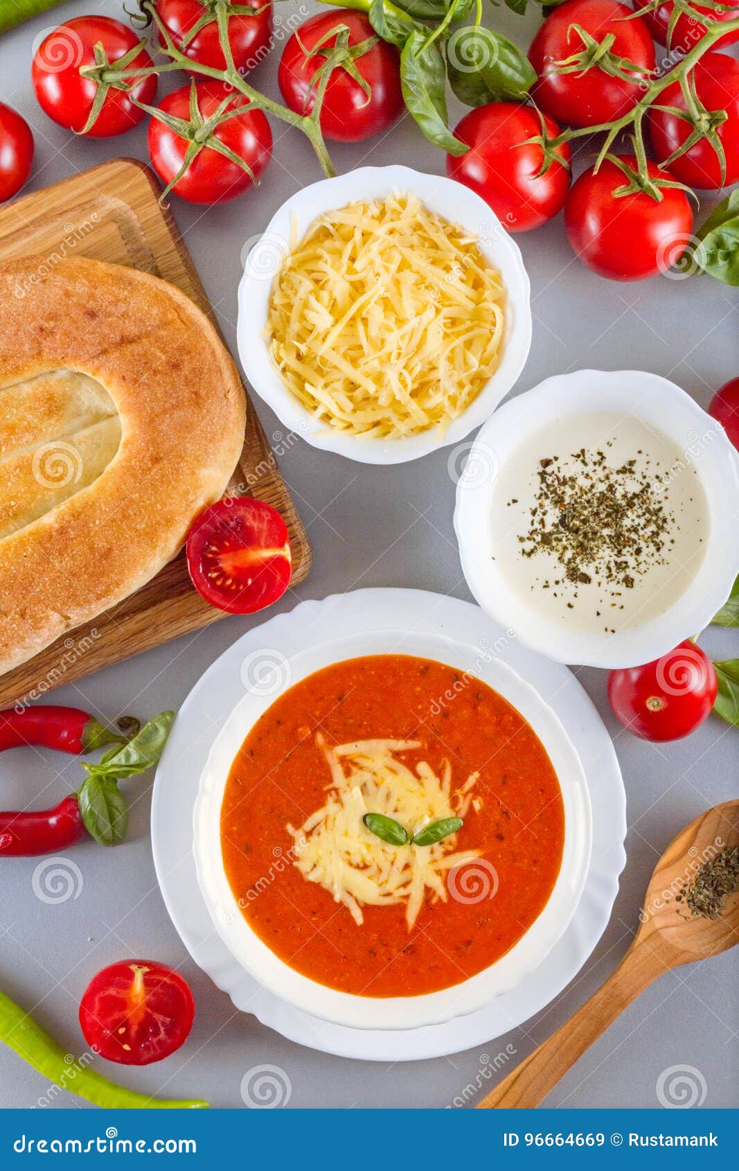 Chorba Soup Tomato Ready-made Dish Served with Vegetables Stock Image ...