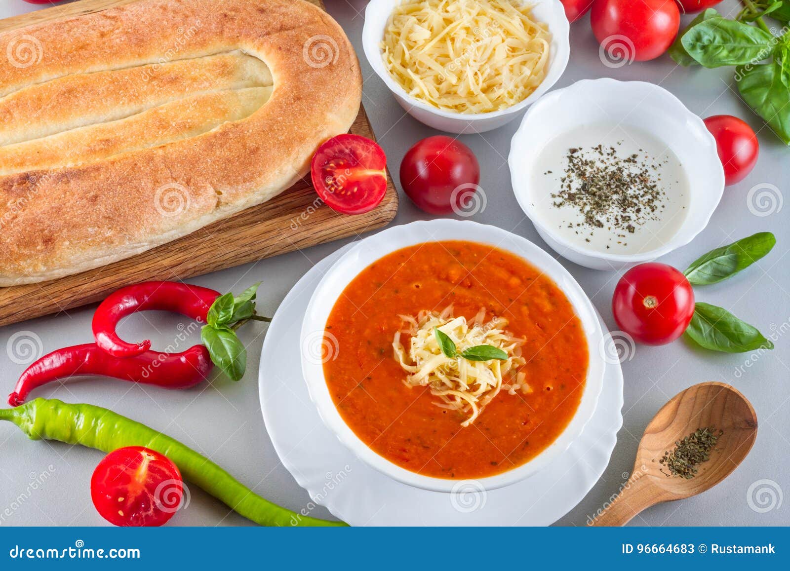 Chorba Soup Tomato Ready-made Dish Served with Vegetables Stock Image ...