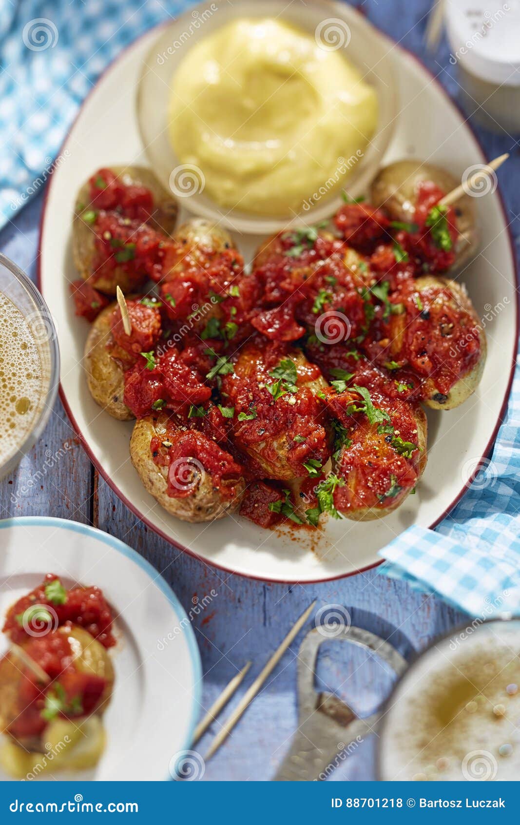 Chorizo patatas bravas stock photo. Image of salsa, barcelona 88701218
