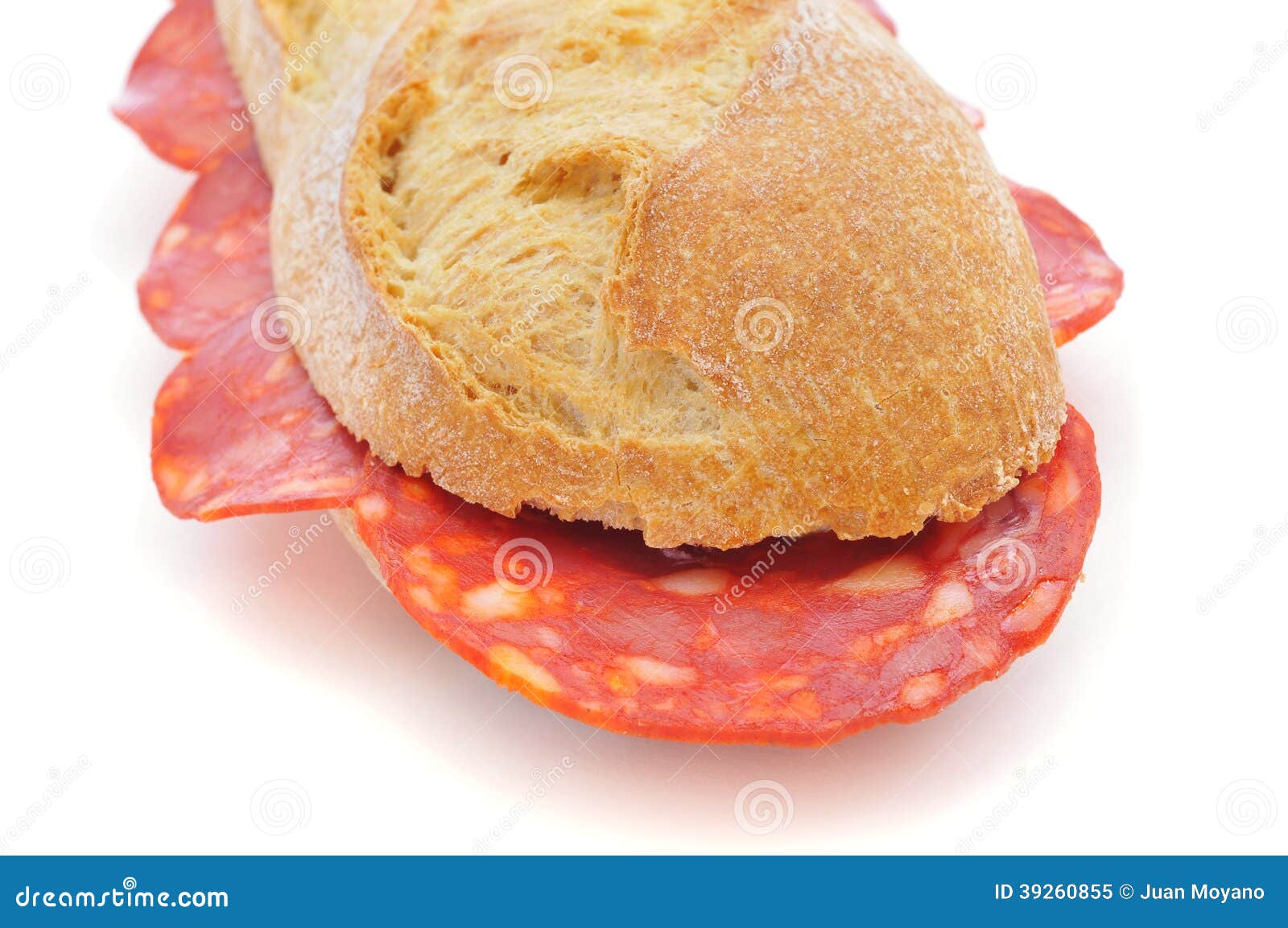 Chorizo Sandwich On Spanish Bread Mollete RoyaltyFree Stock Image