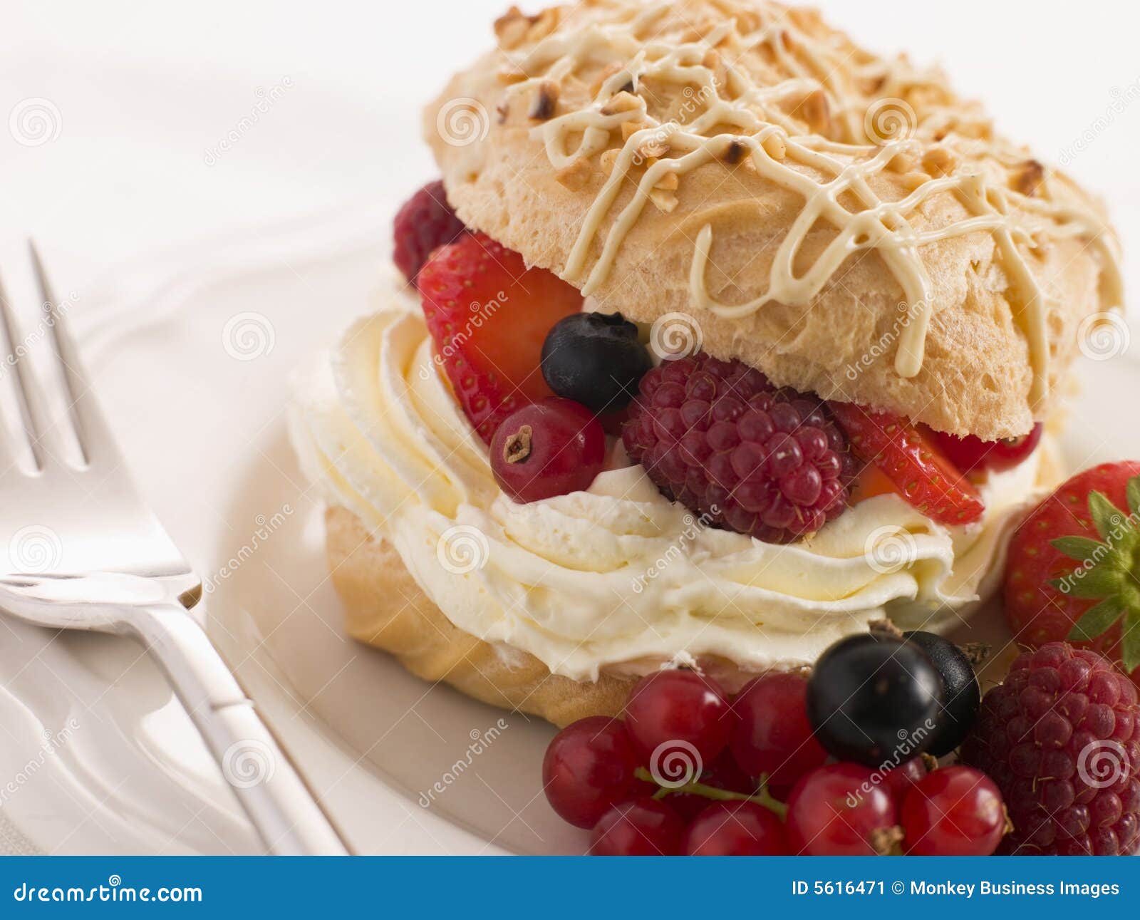 choux bun filled with mixed berries cream