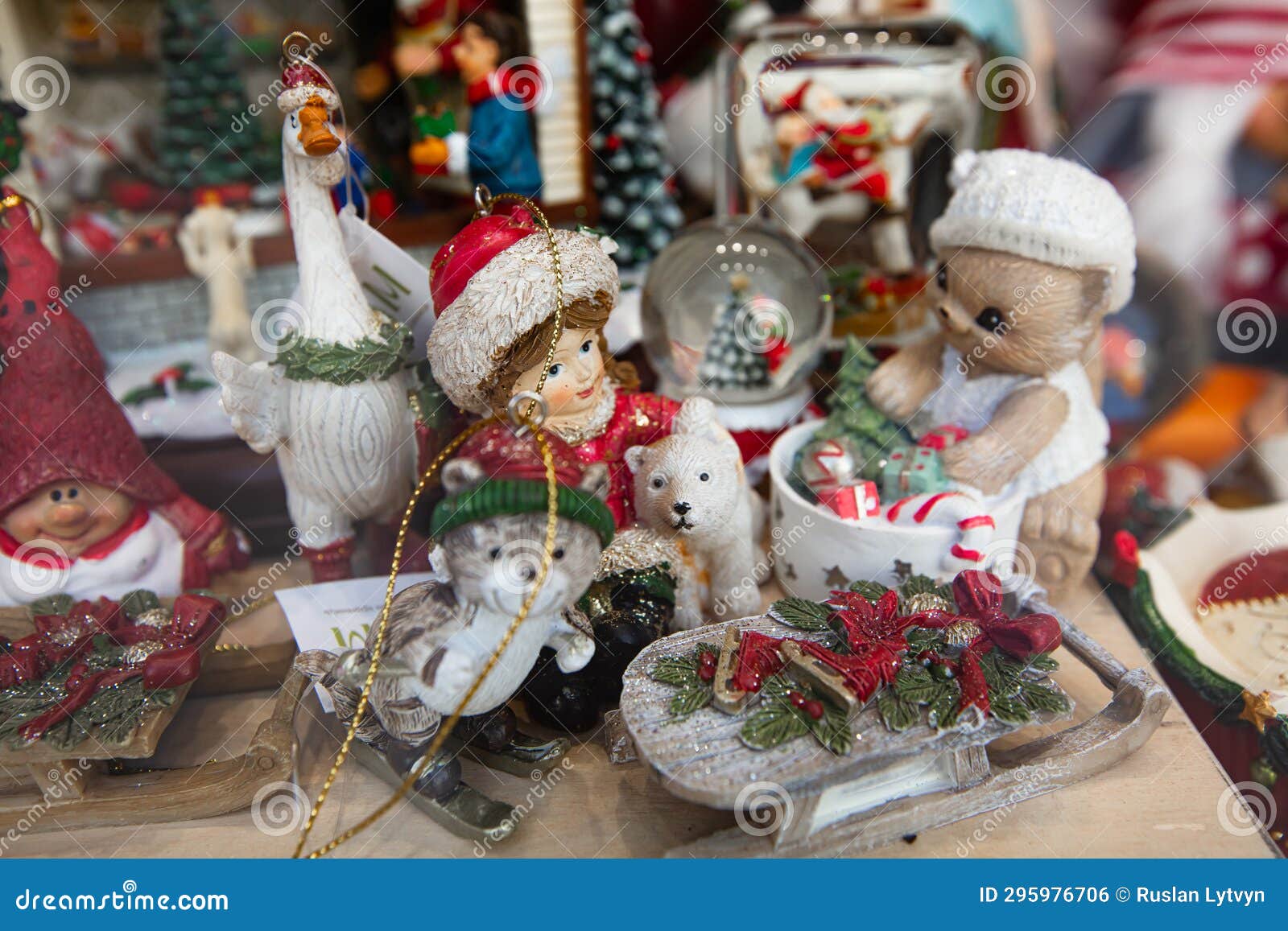 Chrismas Decor Figurines in Souvenir Shop Stock Photo Image of giving