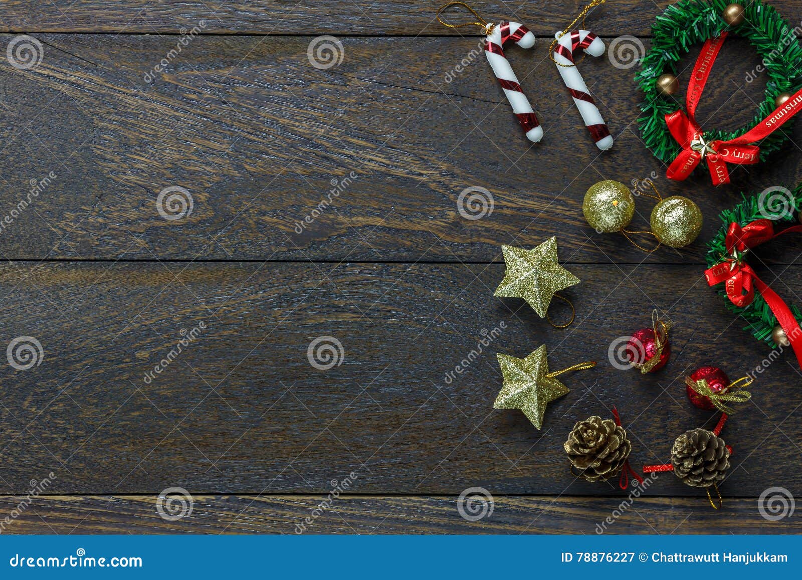 Chrismas Decoration and Ornament on Wooden Background W Stock Image ...
