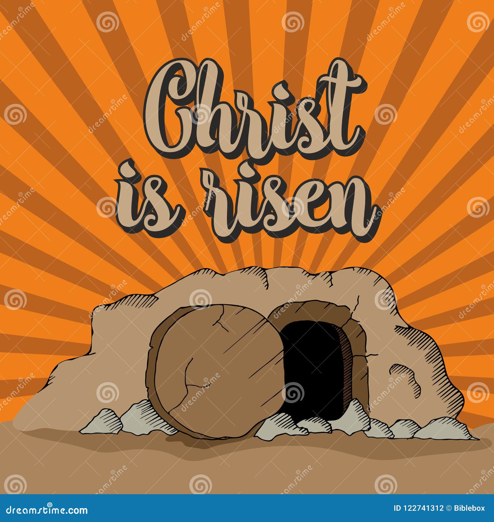 Christ is Risen. the Empty Tomb. Stock Vector - Illustration of
