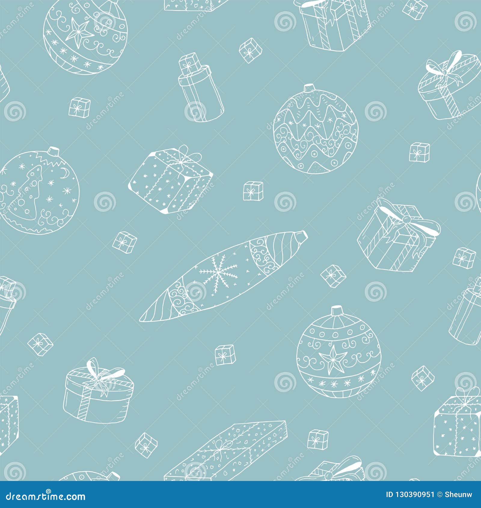 Christams Background with Hand Drawn Elements. Seamless Drawing Holiday