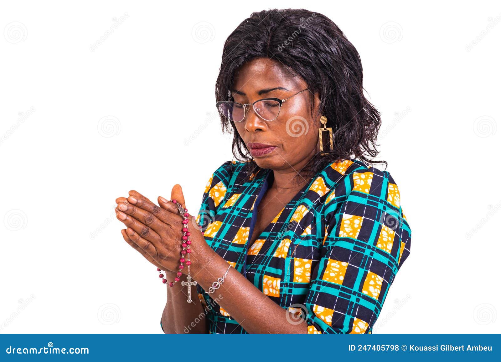 Woman Praying with a Rosary Stock Photo - Image of isolated, catholic