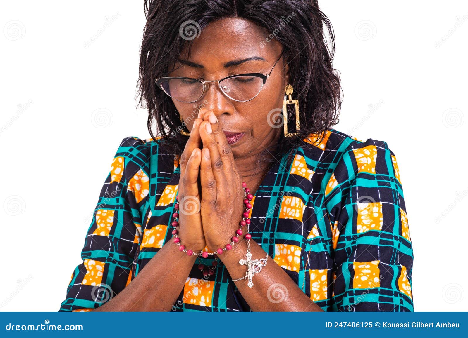 Woman Praying with a Rosary Stock Image - Image of adult, beads: 247406125
