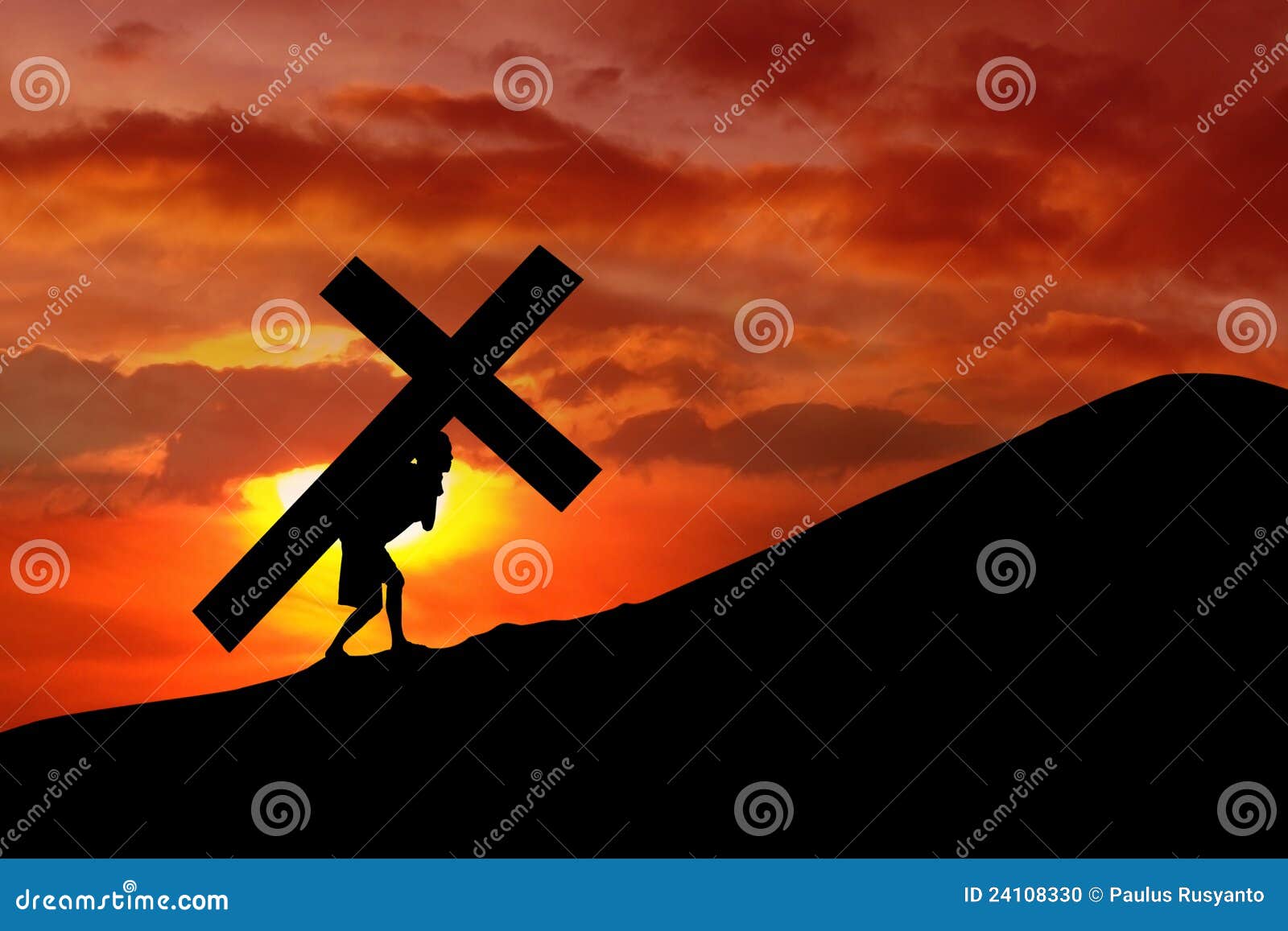 christian background - man carrying a cross