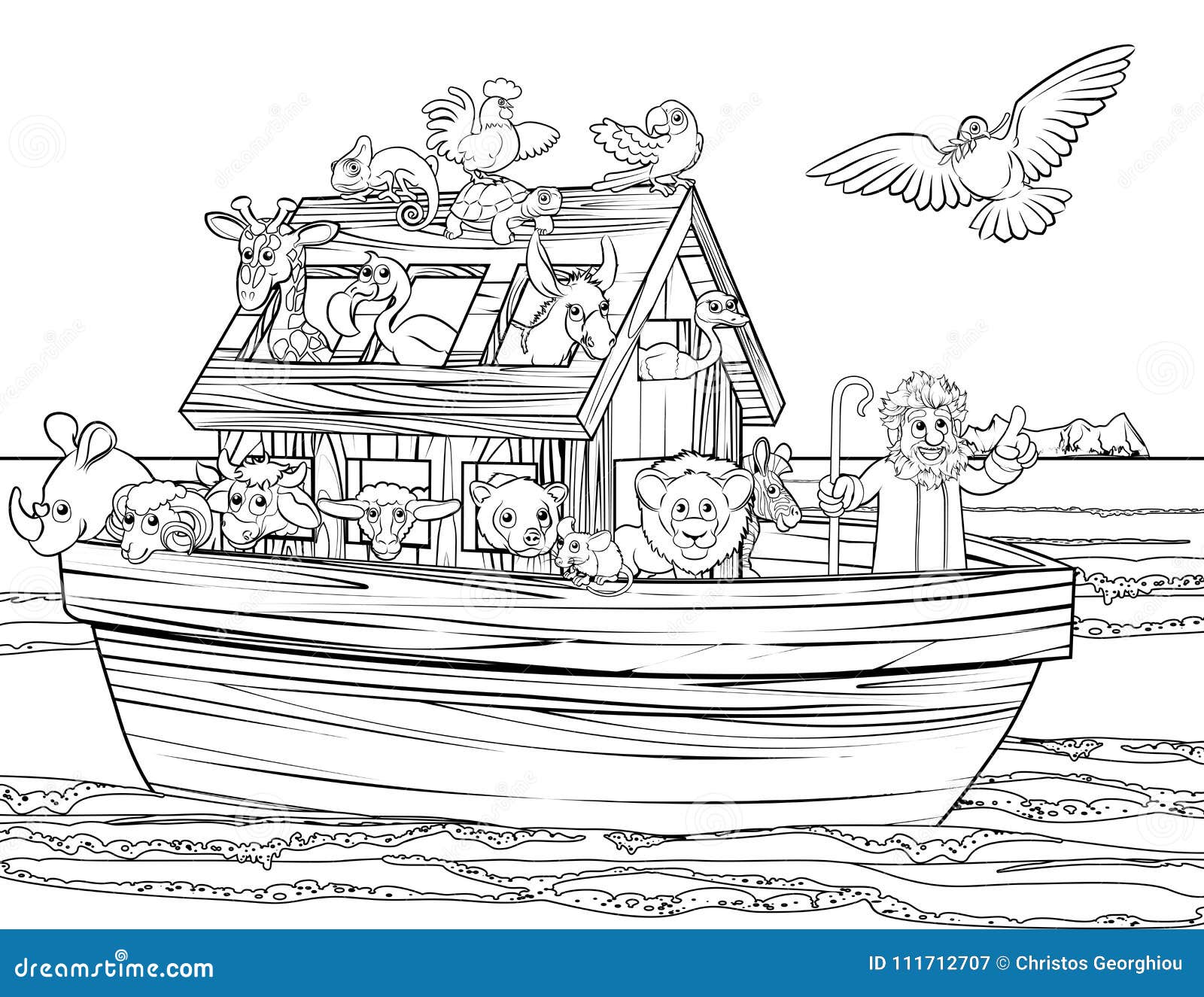 Noah Ark Coloring Page Stock Illustrations – 20 Noah Ark Coloring ...