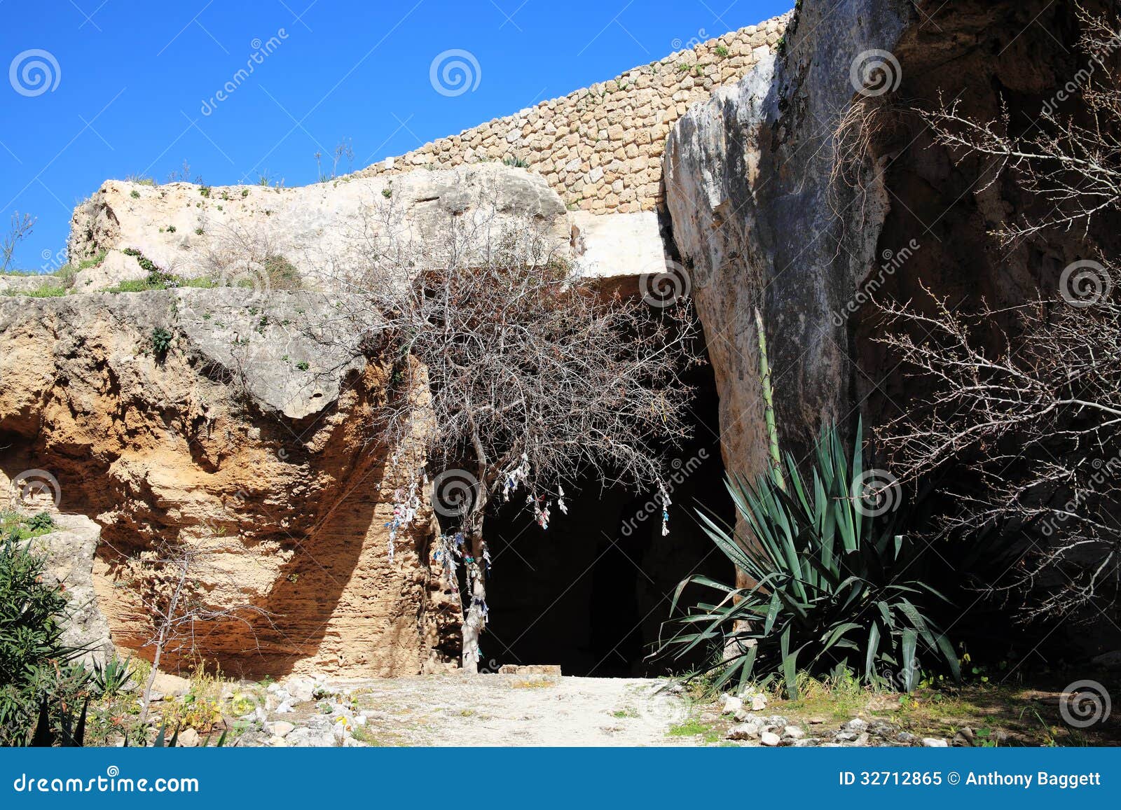 christian catacombs at fabrica hill, paphos, cyprus,