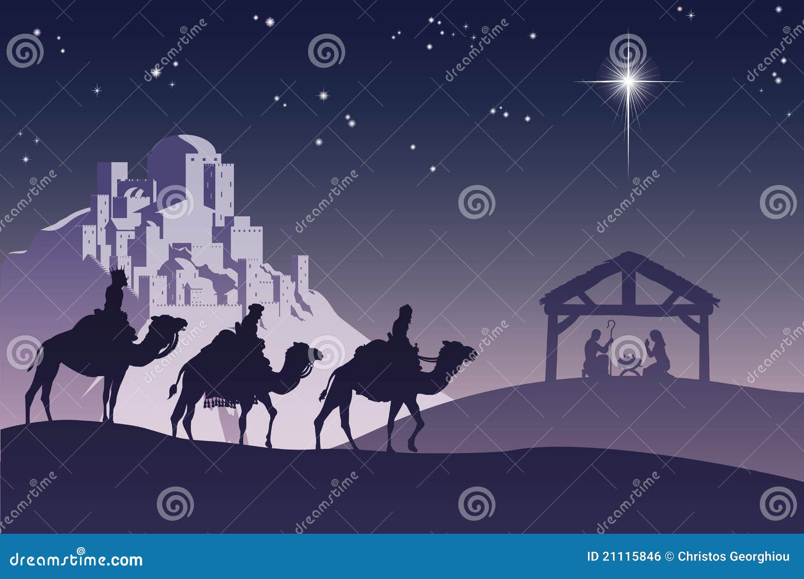 Christian Christmas Nativity Scene stock illustration