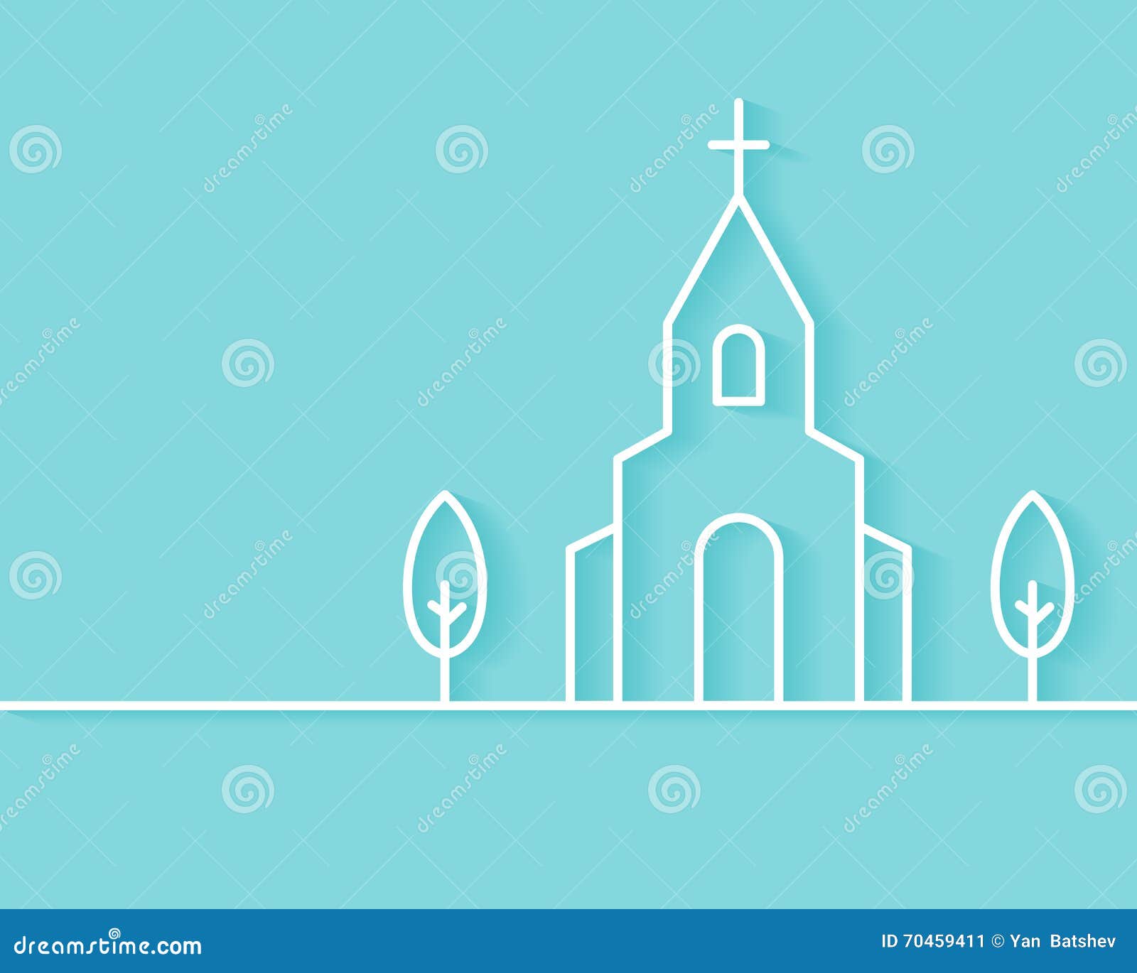 Christian Church Building Background Stock Vector Image 70459411