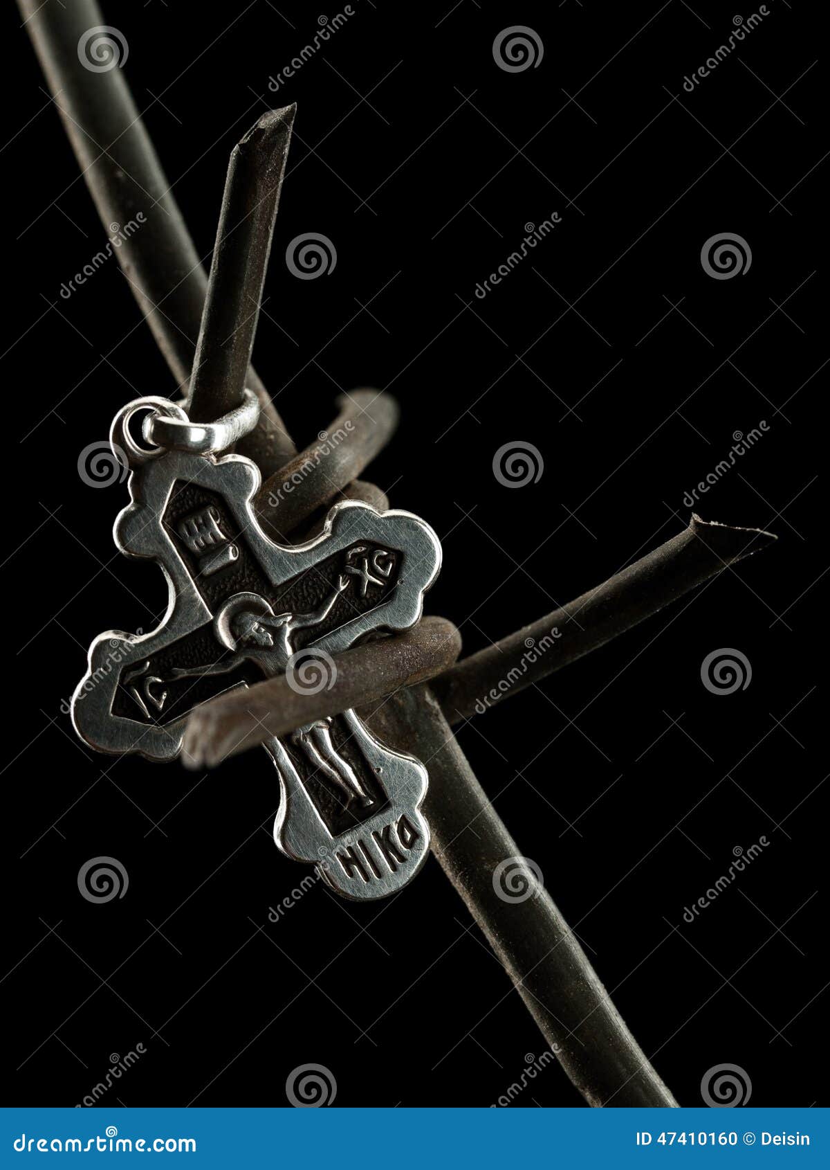 Christian Cross on a Barbed Wire Stock Photo - Image of crucifixion ...