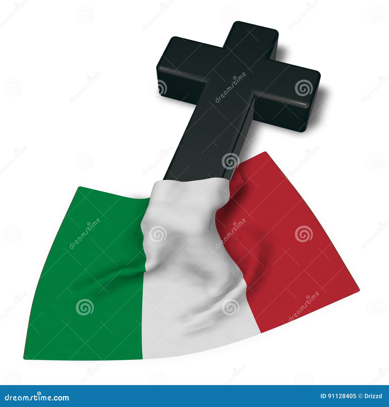 Christian Cross and Flag of Italy Stock Illustration Illustration of