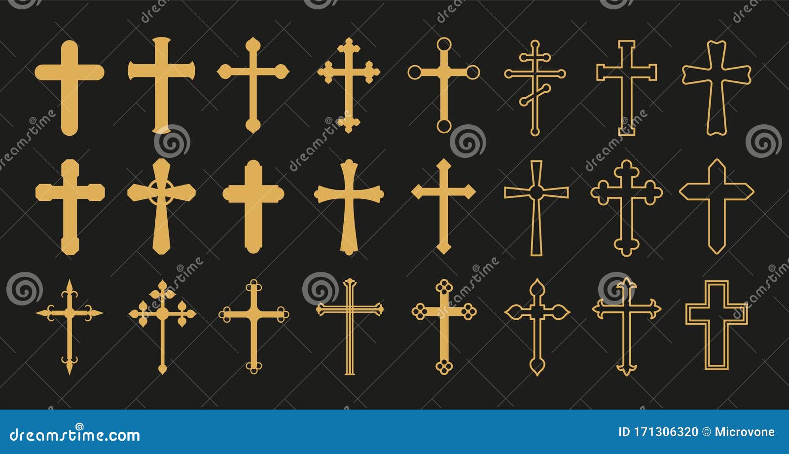 christian cross. gold crosses, simple decorative crucifix. catholicism church religion  s