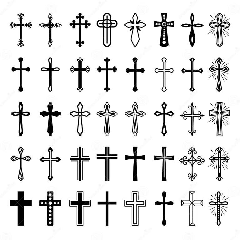 Christian cross icons set stock vector. Illustration of faith - 66443595