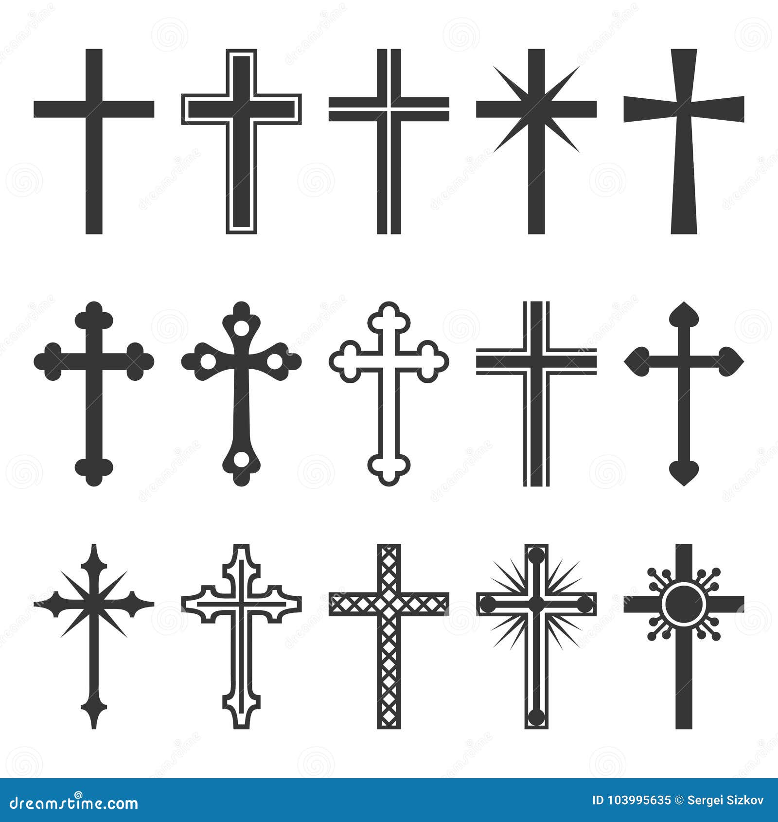 Christian Cross Icons Set on White Background. Vector Stock Vector -  Illustration of christianity, gothic: 103995635