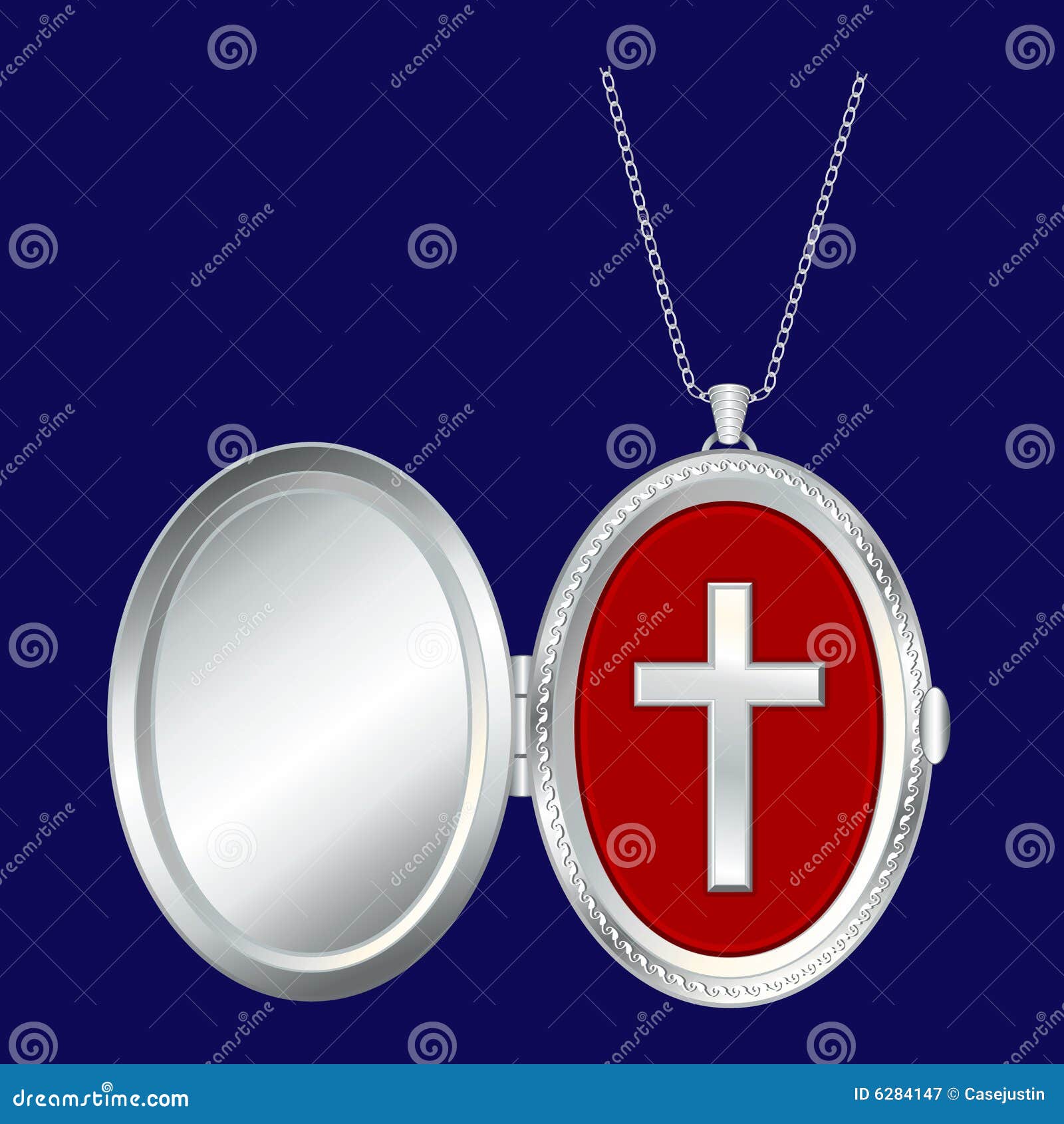 Christian Cross Locket Oval Silver 向量例证 插画 包括有 装饰物, 蓝色 6284147