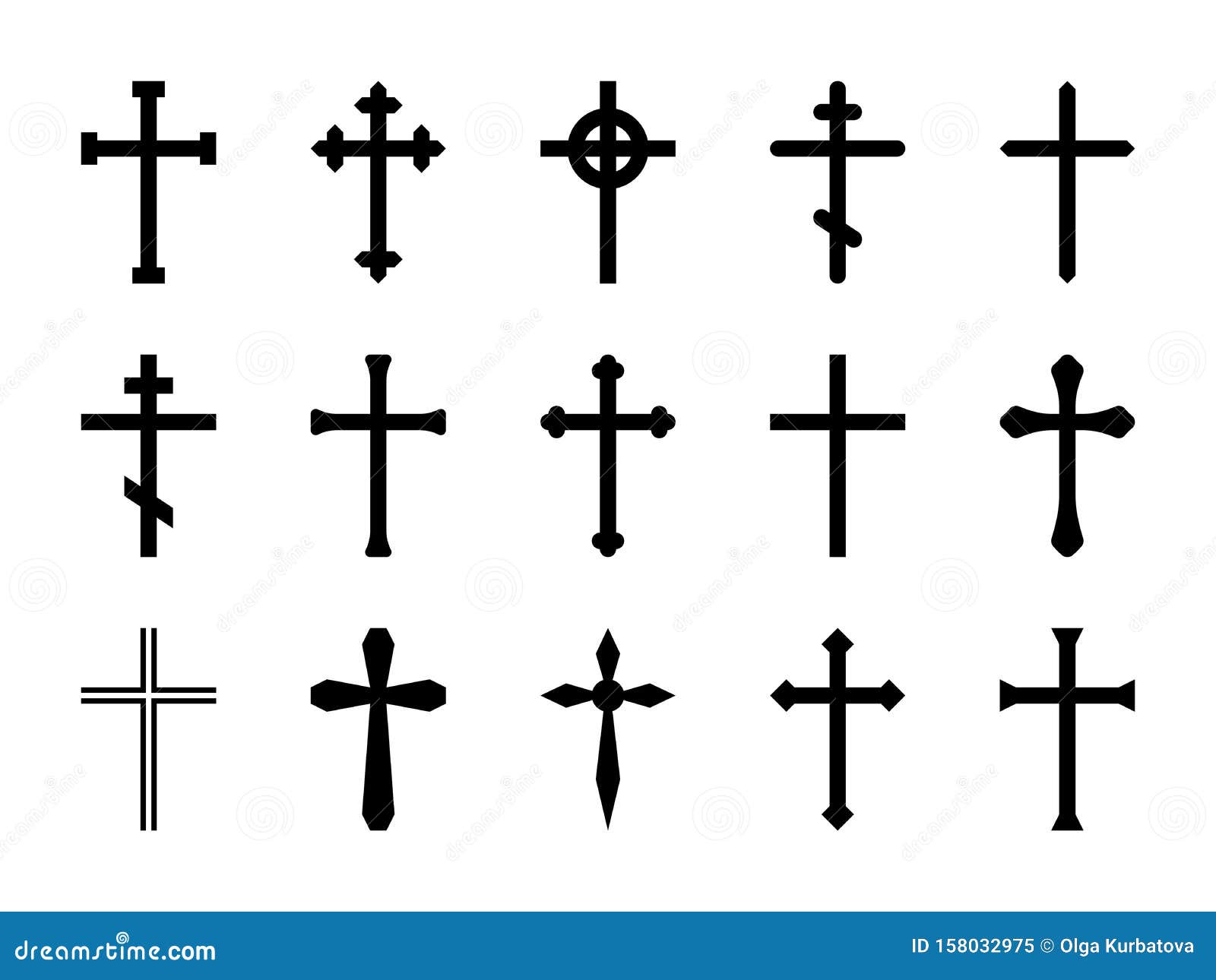 christian crosses. catholic, orthodox and celtic cross crucifix. faith and prayer religious, church sign  