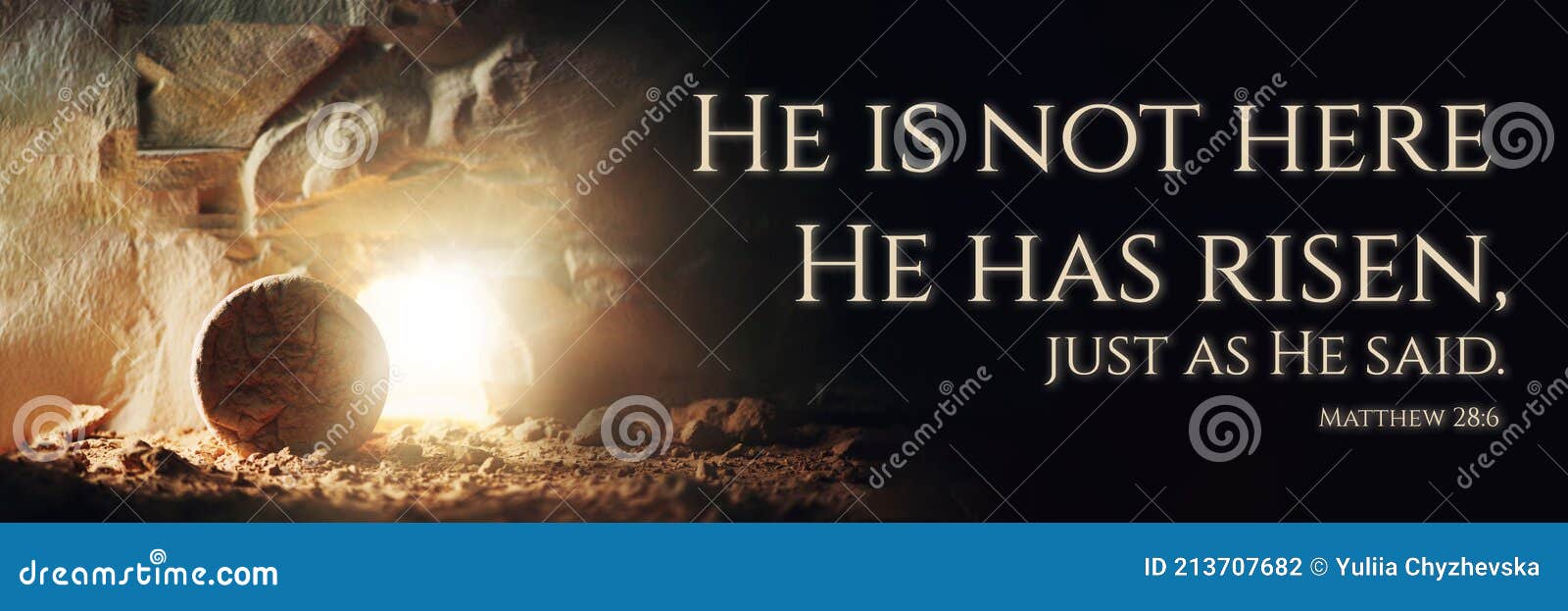 christian easter concept. jesus christ resurrection. empty tomb of jesus with light. born to die, born to rise. he is