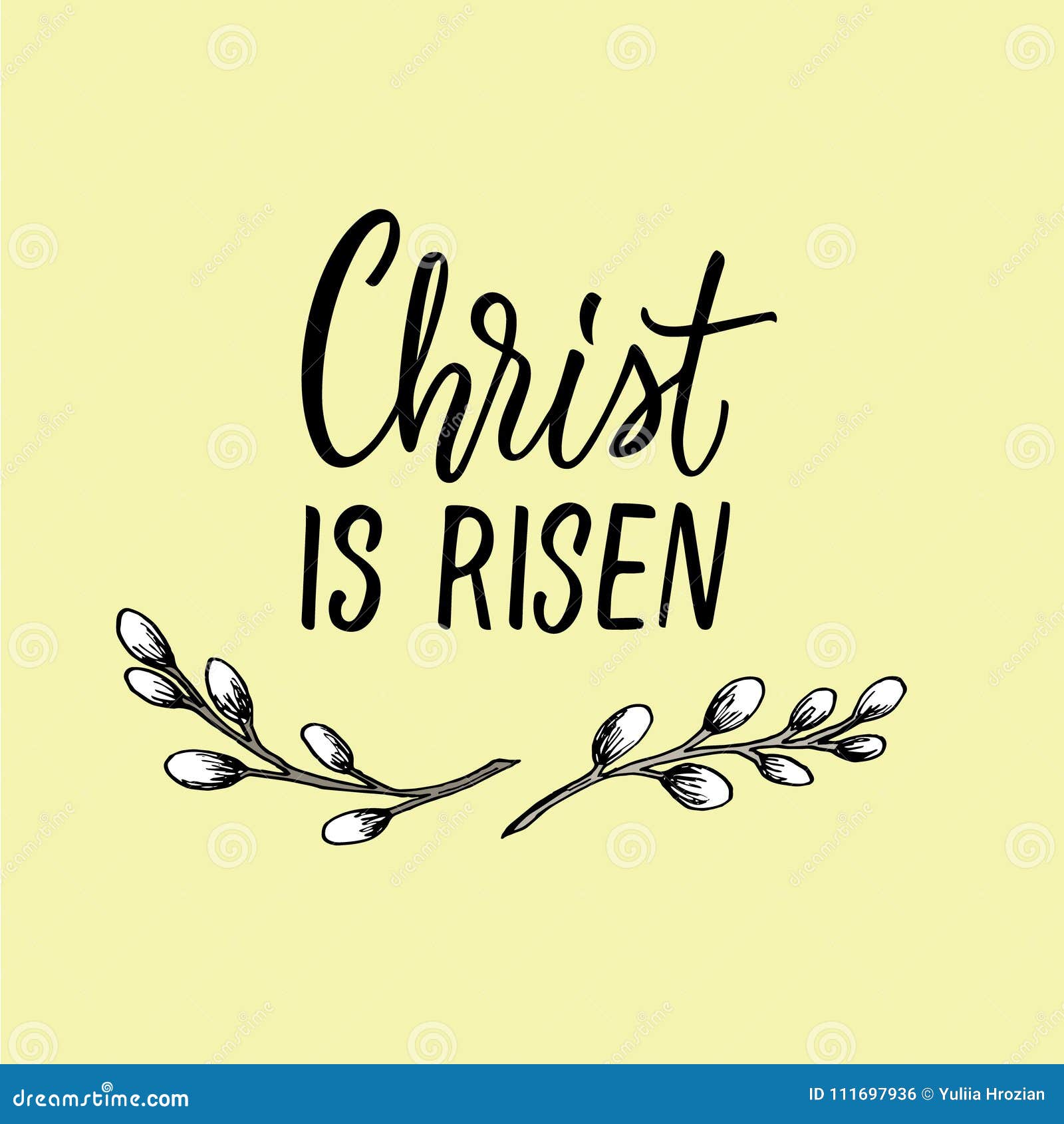 Christ is Risen! Christian Easter Design with Simple Branches ...