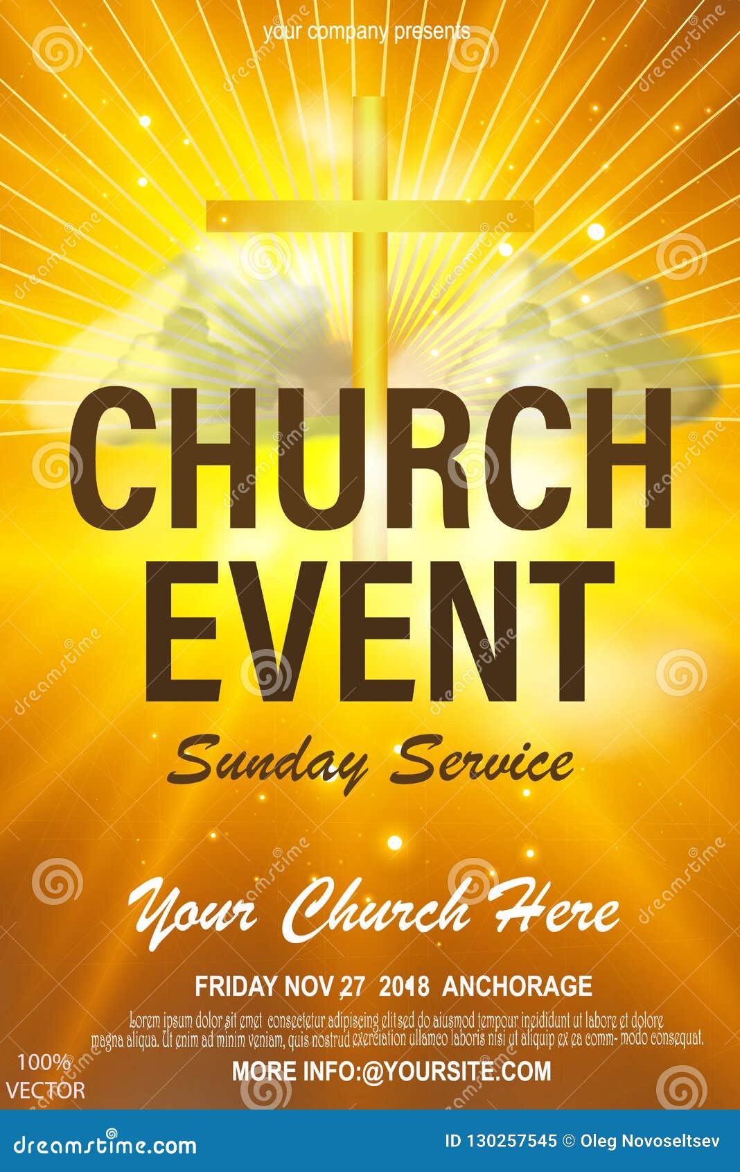 Christian Invitation Poster Template. Religious Flyer Card for Church  Service Event. EPS 10 Stock Vector - Illustration of cover, banner:  130257545