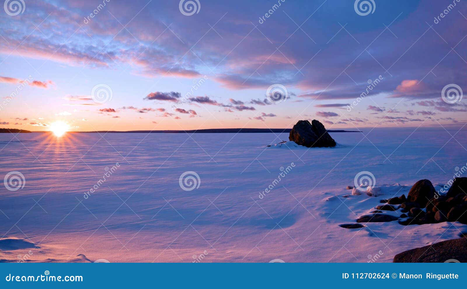christian island sunset - georgian bay in winter
